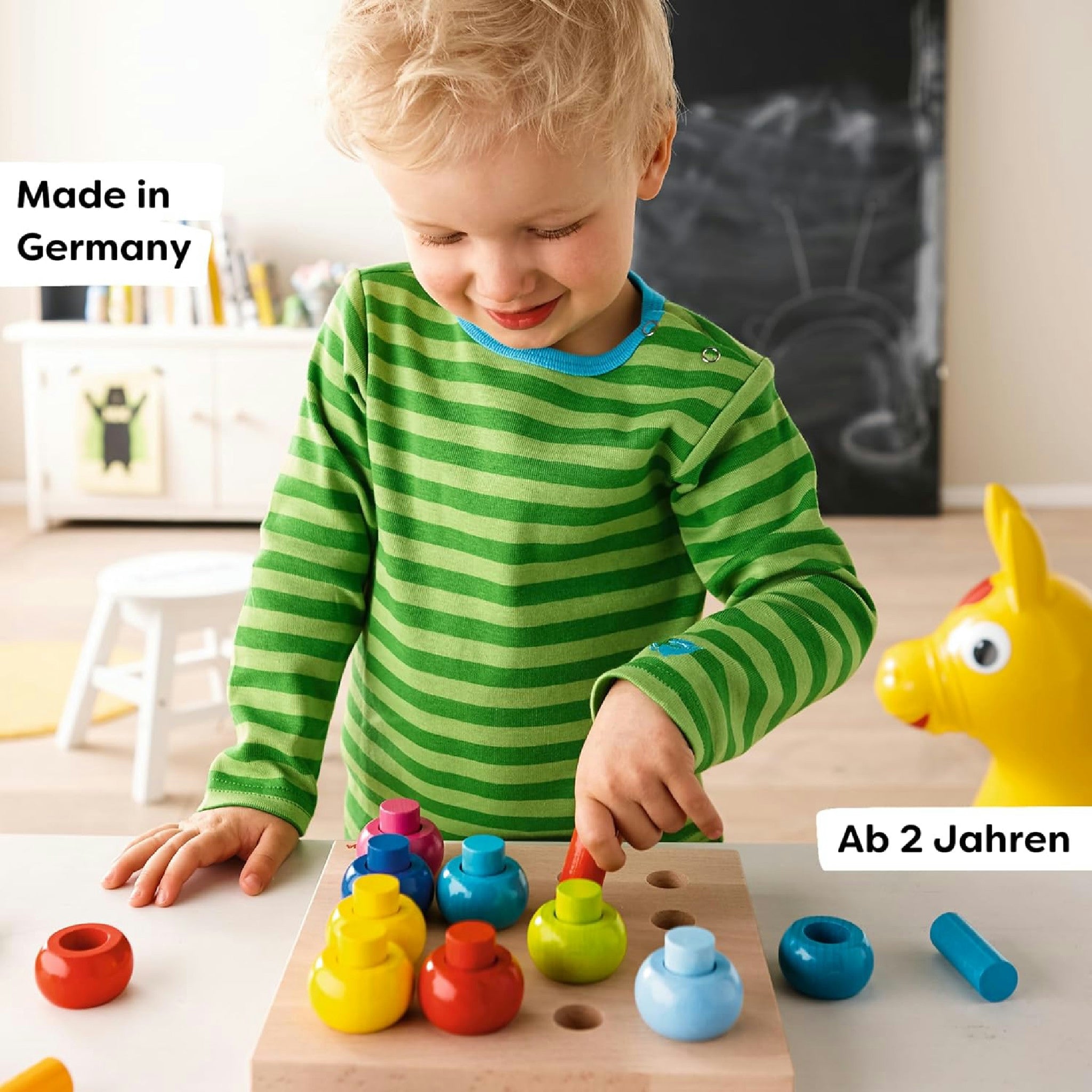 Haba 2202 - Steckspiel Farbkringel, buntes Sortier- und Motorikspielzeug aus Holz ab 2 Jahren, zum Farbenlernen Hauptansicht