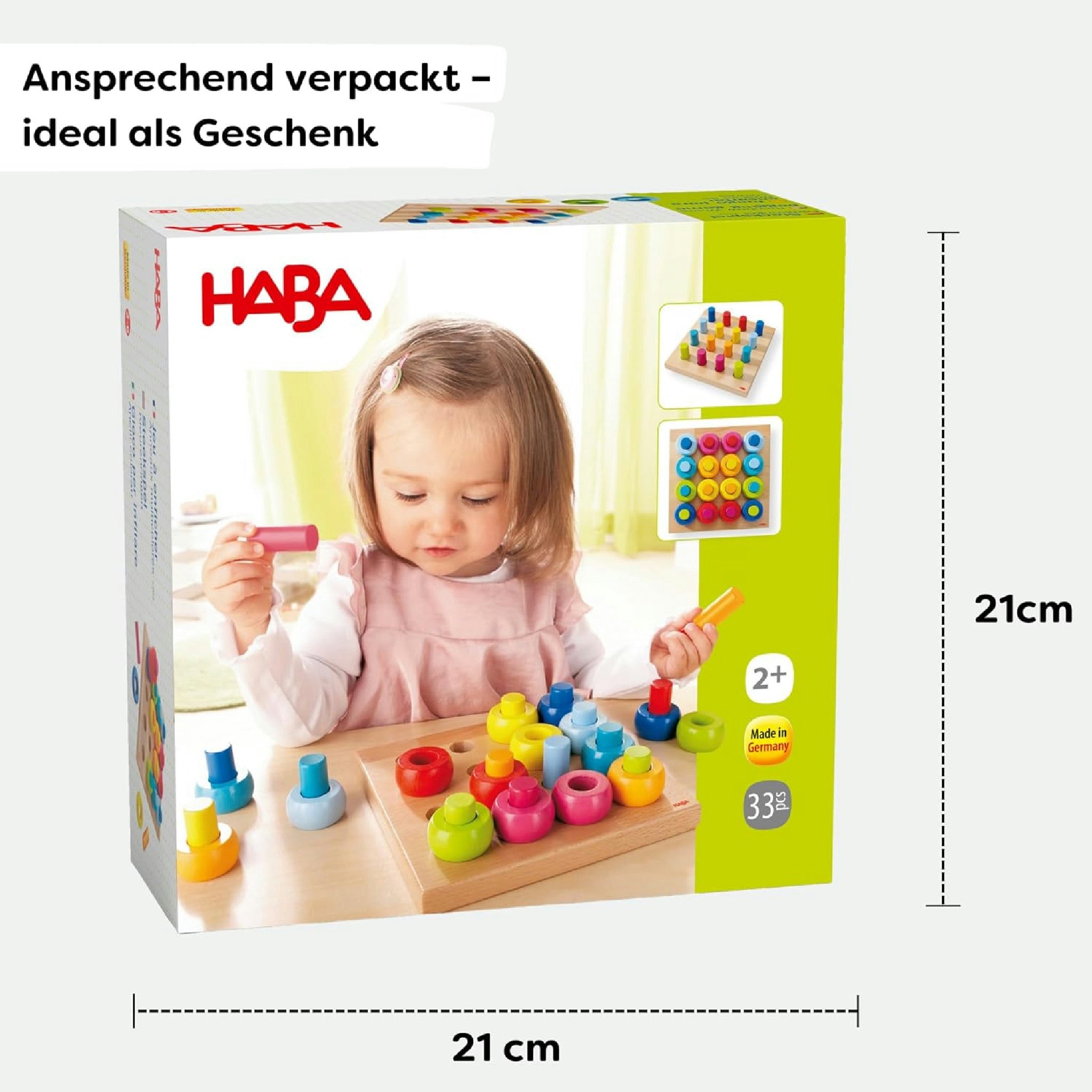 Haba 2202 - Steckspiel Farbkringel, buntes Sortier- und Motorikspielzeug aus Holz ab 2 Jahren, zum Farbenlernen Hauptansicht