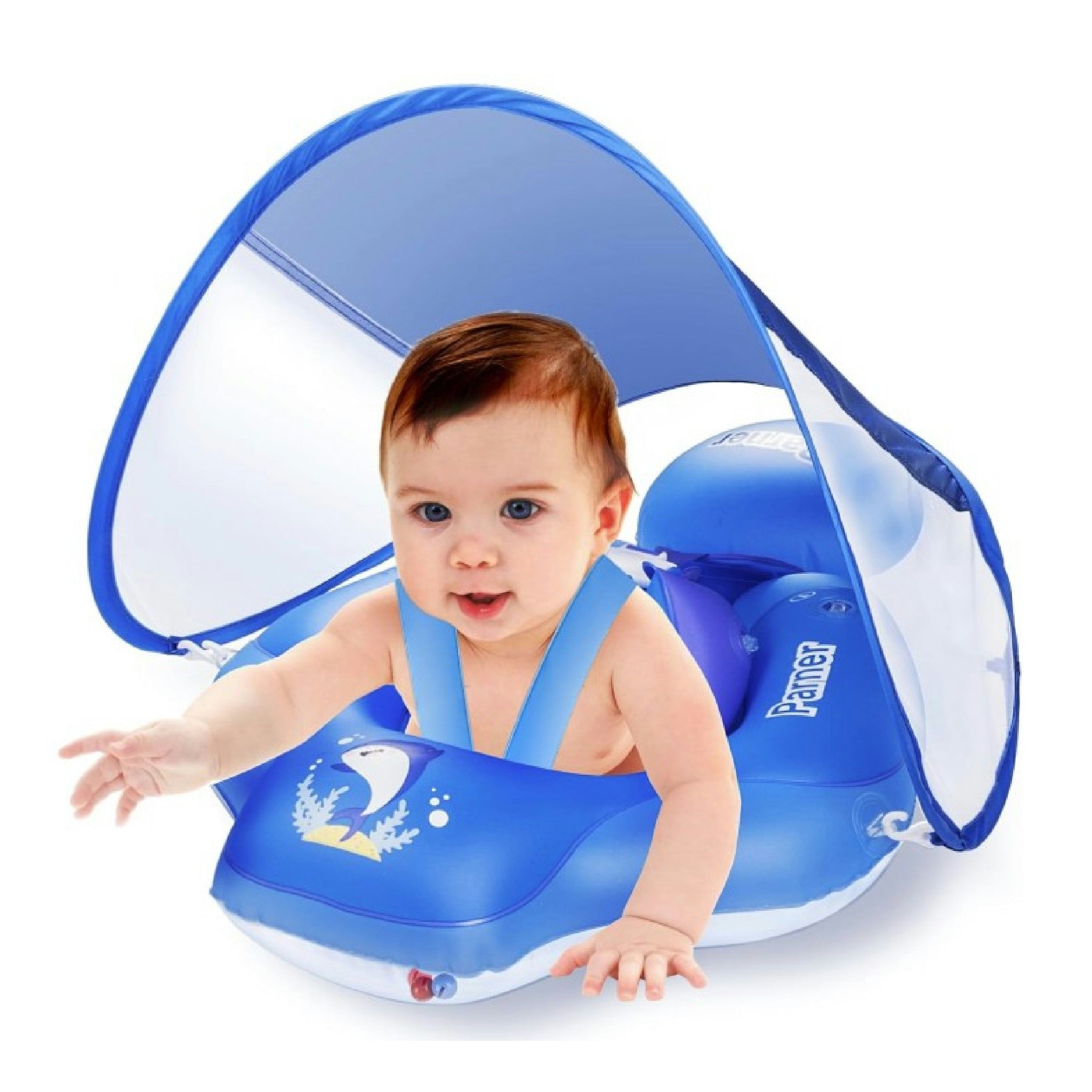 Parner Baby Schwimmring mit verstellbare Schultergurte, Schwimmreifen Baby, Baby Float Aufblasbare schwimmreifen Baby für Baby ab 3-36 Monate (blue S) Hauptansicht