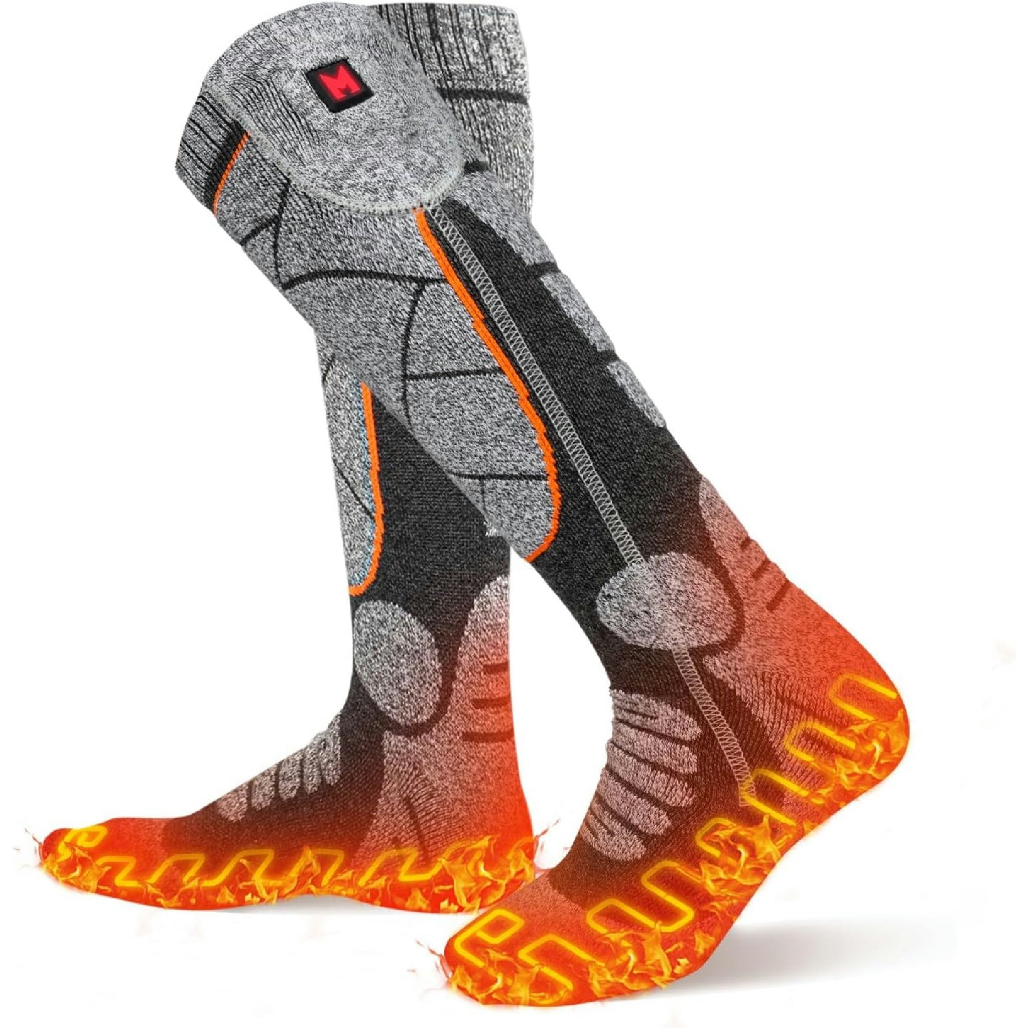 MRAWARM Beheizbare Socken, 6000mAh Wiederaufladbare Akku Elektrisch Beheizte Socken für Damen Herren, 3 Heizstufen Winter Baumwollsocken für Outdoor-Sport Hauptansicht