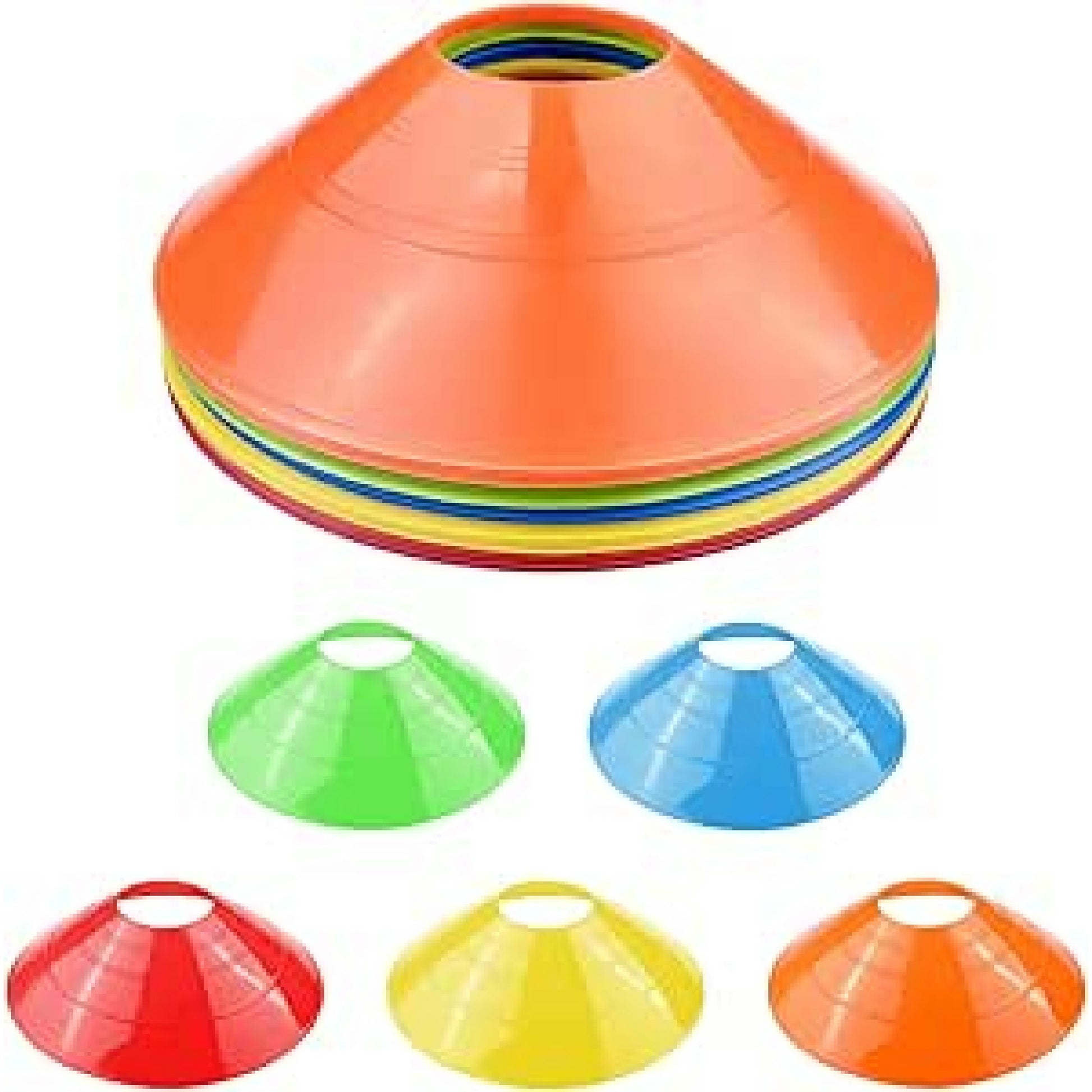 Fousenuk Lot de 20 Plots de Marquage pour Football Cône, 5 Couleurs Plots Sport avec Sac en Filet, Disques d'Entraînement, Cones de Sport pour Délimitation Entraînement Football Hauptansicht