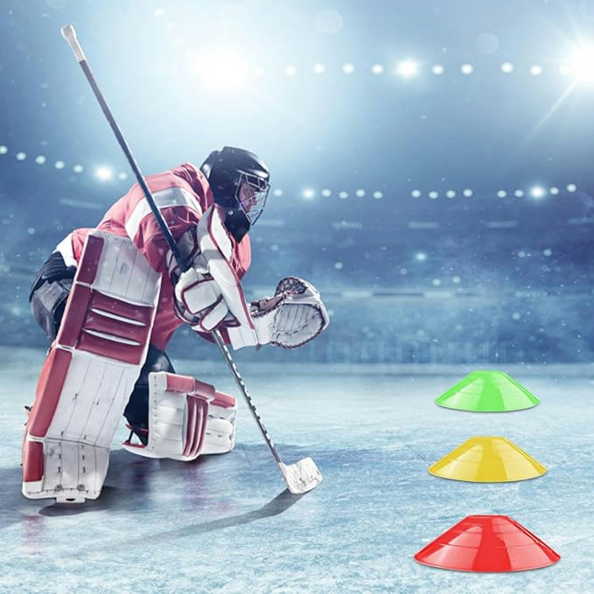 Fousenuk Lot de 20 Plots de Marquage pour Football Cône, 5 Couleurs Plots Sport avec Sac en Filet, Disques d'Entraînement, Cones de Sport pour Délimitation Entraînement Football Hauptansicht