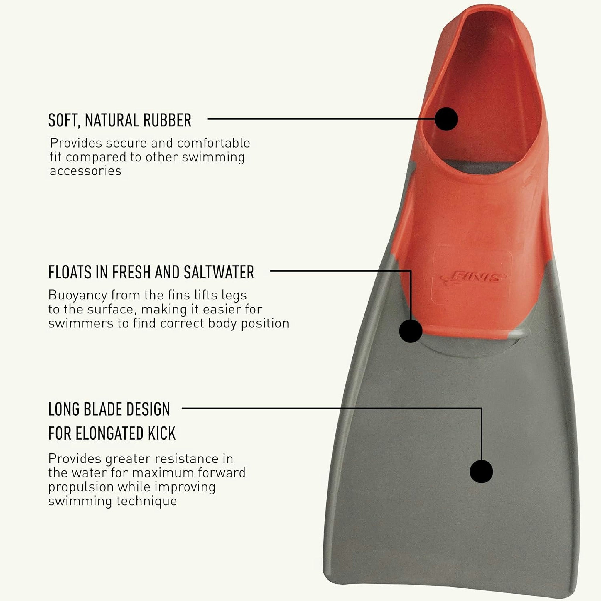 FINIS Kinder Swim Fin Floating, red/Gray, L-EU 39-42 Hauptansicht