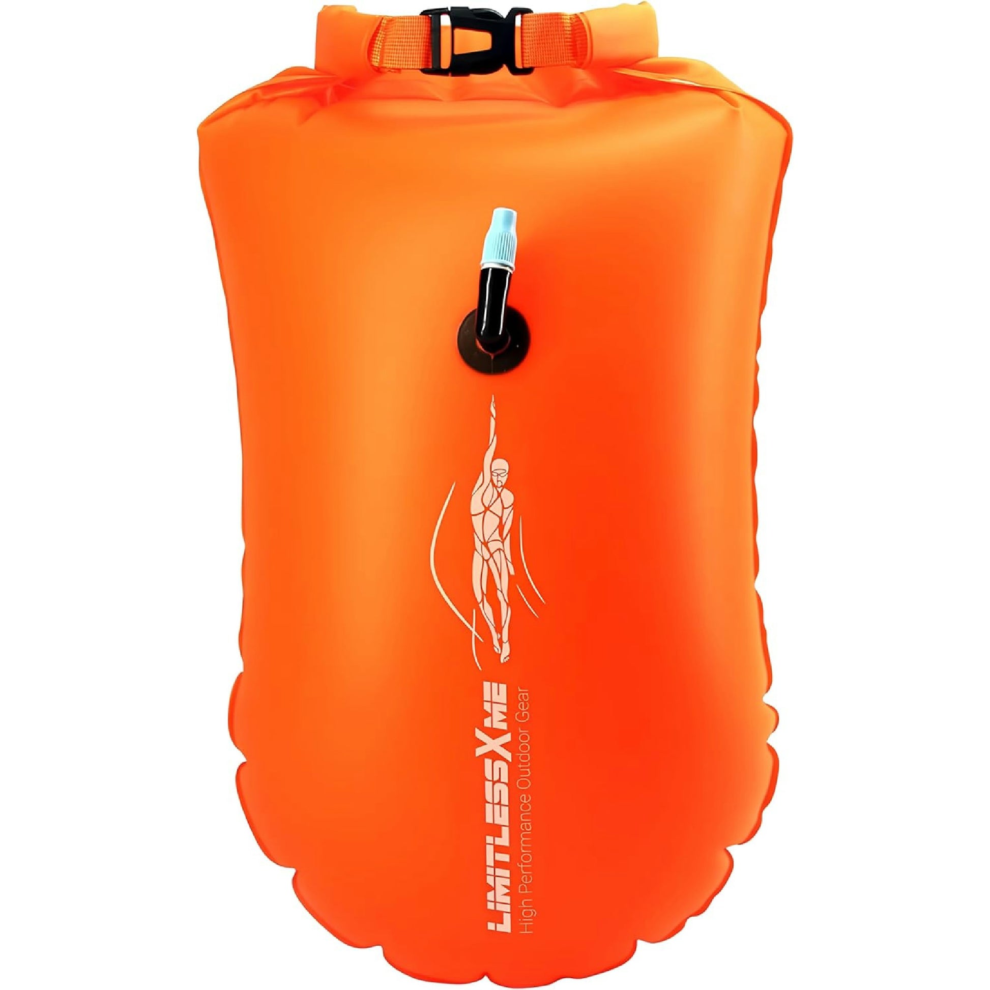 LimitlessXme Schwimmboje & Trockensack — 28l Orange. Sicherheit beim Schwimmen, Open Water und Triathlon. Swimming Buoy, Swim Bubble, Schwimm Boj aufblasbar Hauptansicht