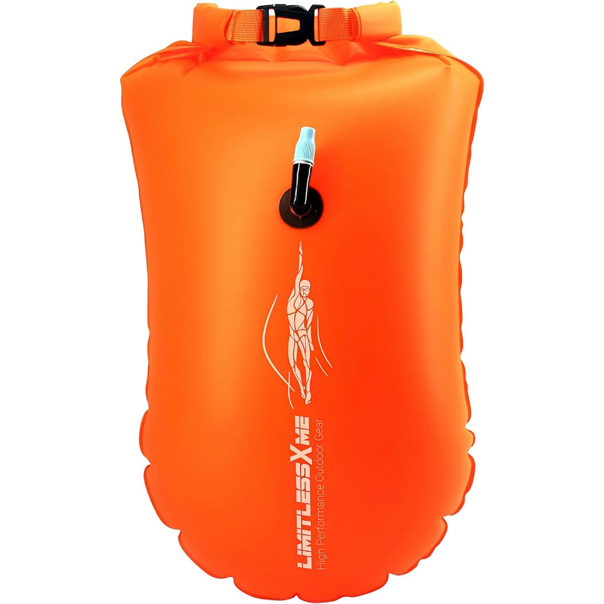LimitlessXme Schwimmboje & Trockensack — 28l Orange. Sicherheit beim Schwimmen, Open Water und Triathlon. Swimming Buoy, Swim Bubble, Schwimm Boj aufblasbar Hauptansicht