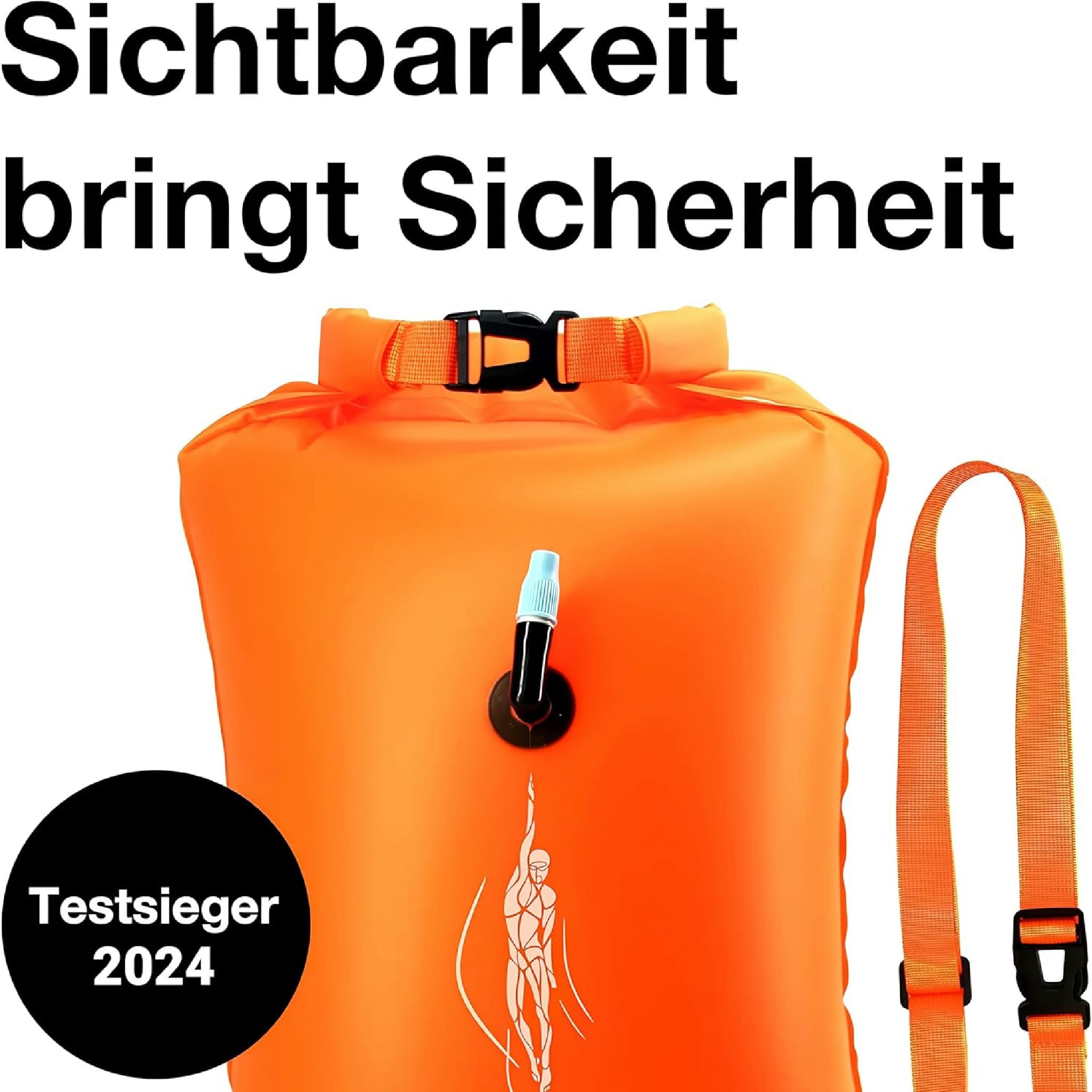 LimitlessXme Schwimmboje & Trockensack — 28l Orange. Sicherheit beim Schwimmen, Open Water und Triathlon. Swimming Buoy, Swim Bubble, Schwimm Boj aufblasbar Hauptansicht