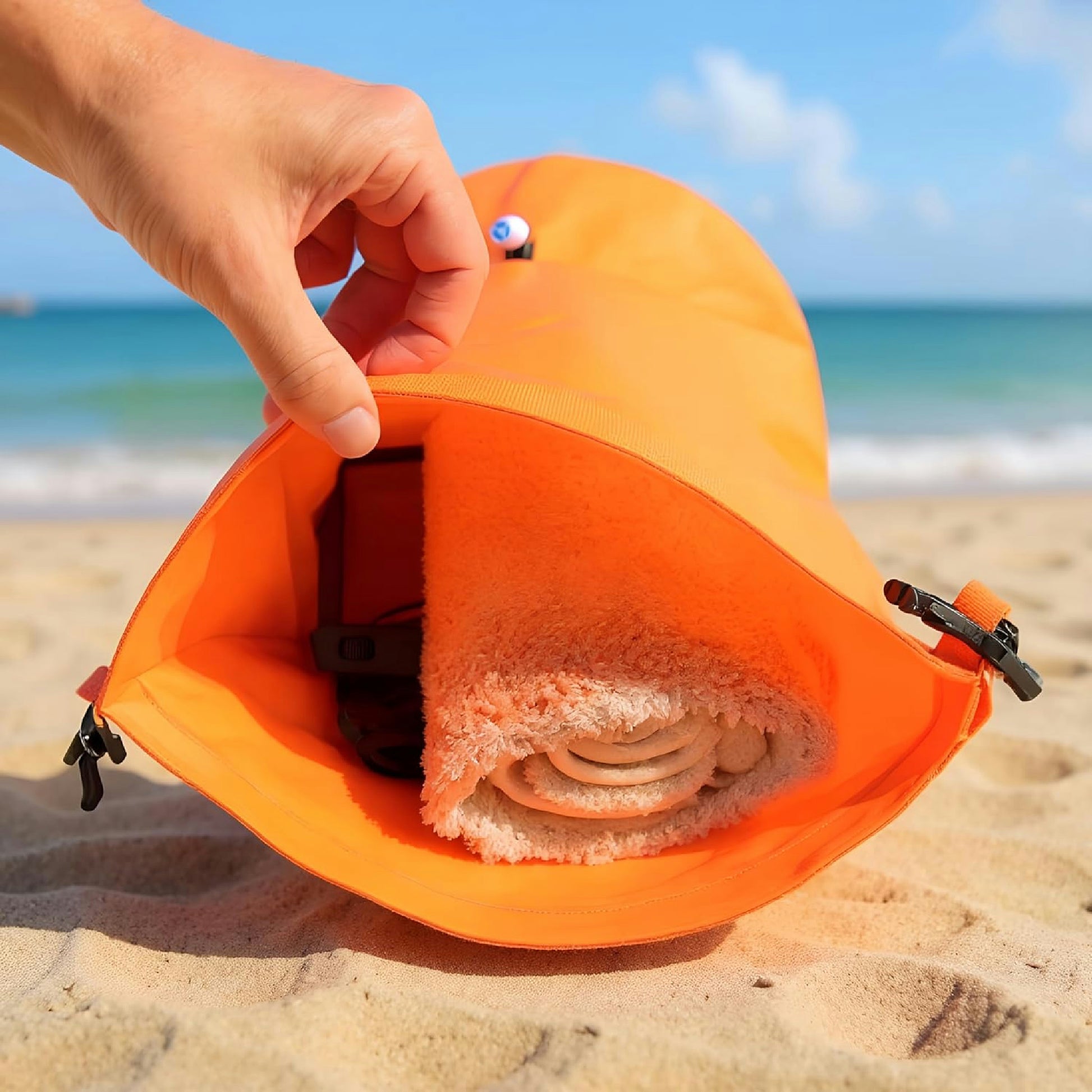 LimitlessXme Schwimmboje & Trockensack — 28l Orange. Sicherheit beim Schwimmen, Open Water und Triathlon. Swimming Buoy, Swim Bubble, Schwimm Boj aufblasbar Hauptansicht