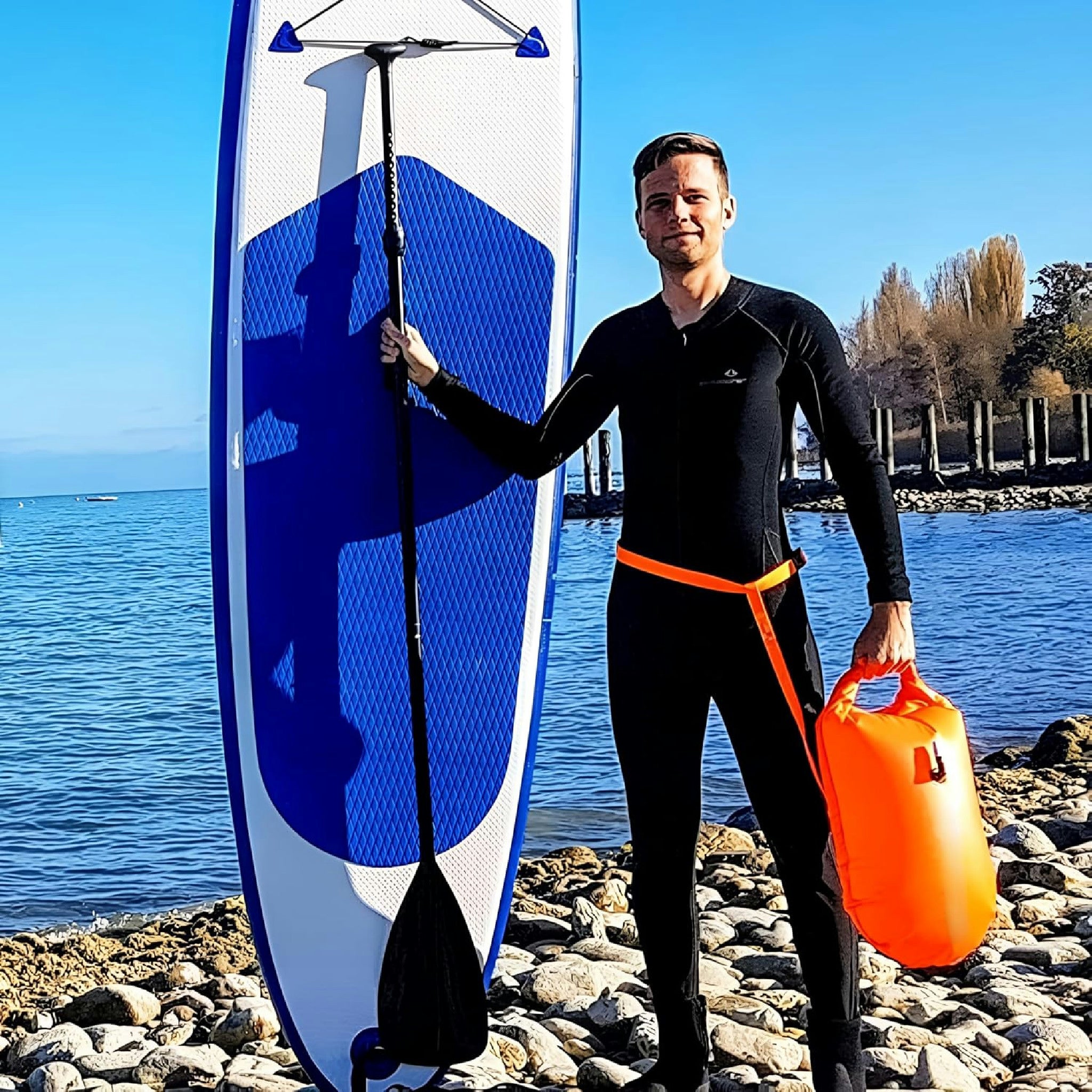 LimitlessXme Schwimmboje & Trockensack — 28l Orange. Sicherheit beim Schwimmen, Open Water und Triathlon. Swimming Buoy, Swim Bubble, Schwimm Boj aufblasbar Hauptansicht