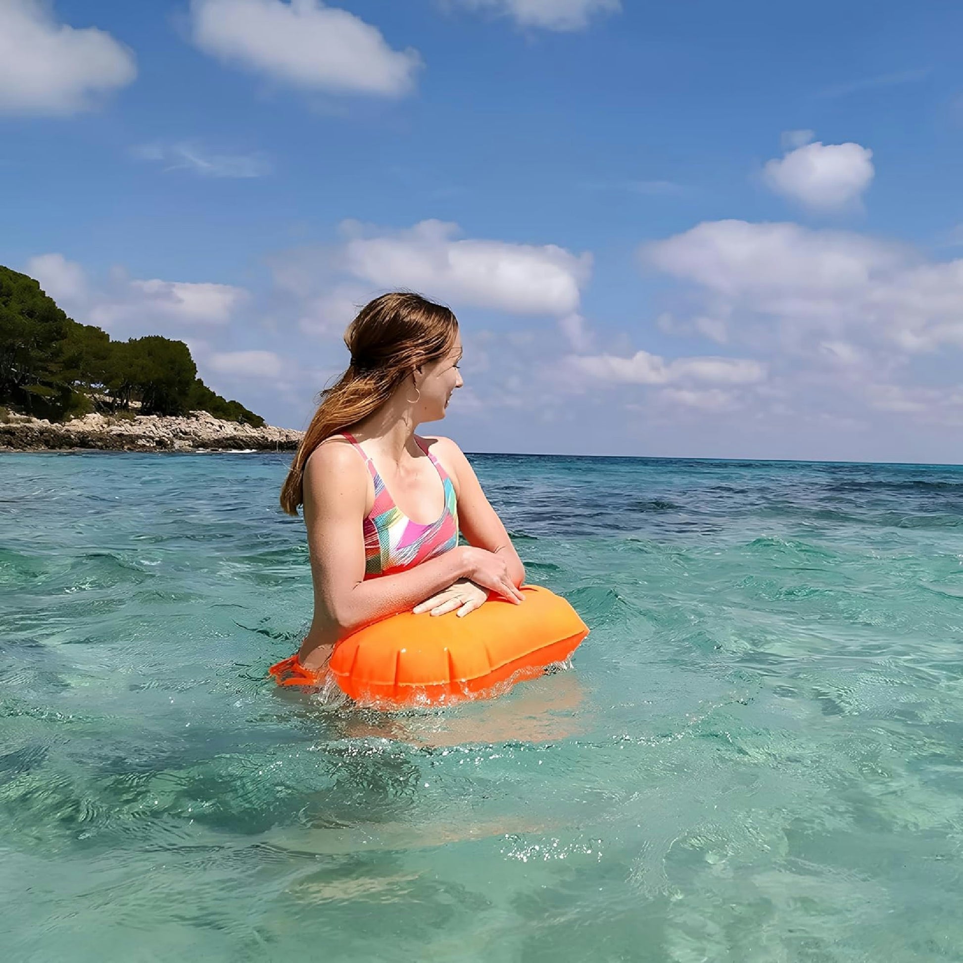 LimitlessXme Schwimmboje & Trockensack — 28l Orange. Sicherheit beim Schwimmen, Open Water und Triathlon. Swimming Buoy, Swim Bubble, Schwimm Boj aufblasbar Hauptansicht