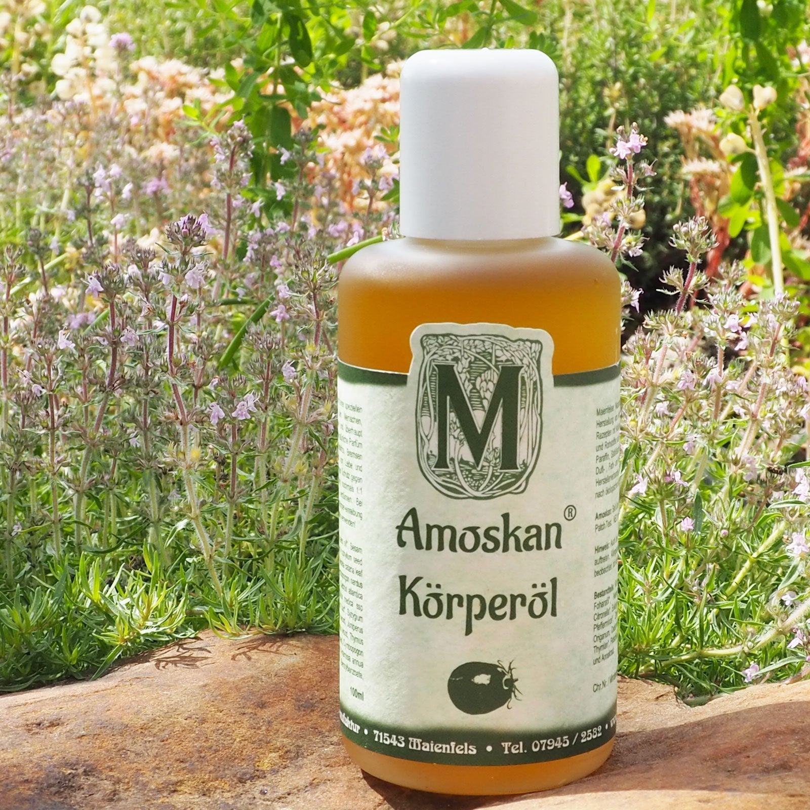 Amoskan® Körperöl, transparente Flasche mit Pumpspender für trockene Haut