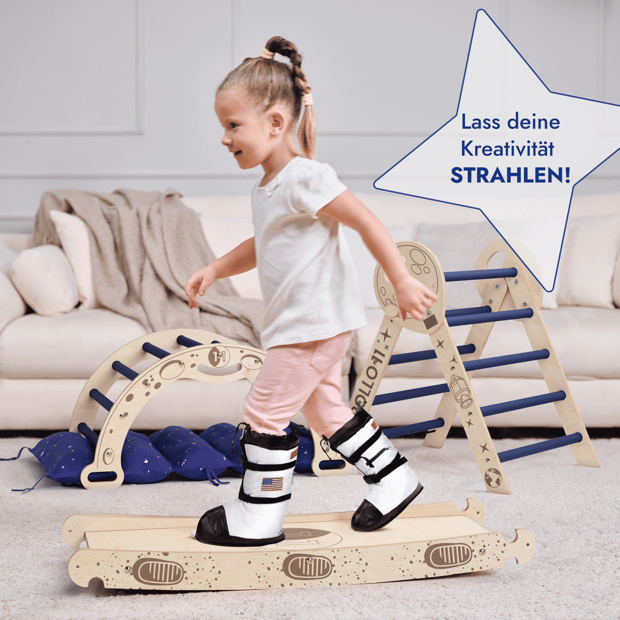 Apollo Kletterset mit Rutschbrett und Kissen für Kleinkind-Astronauten