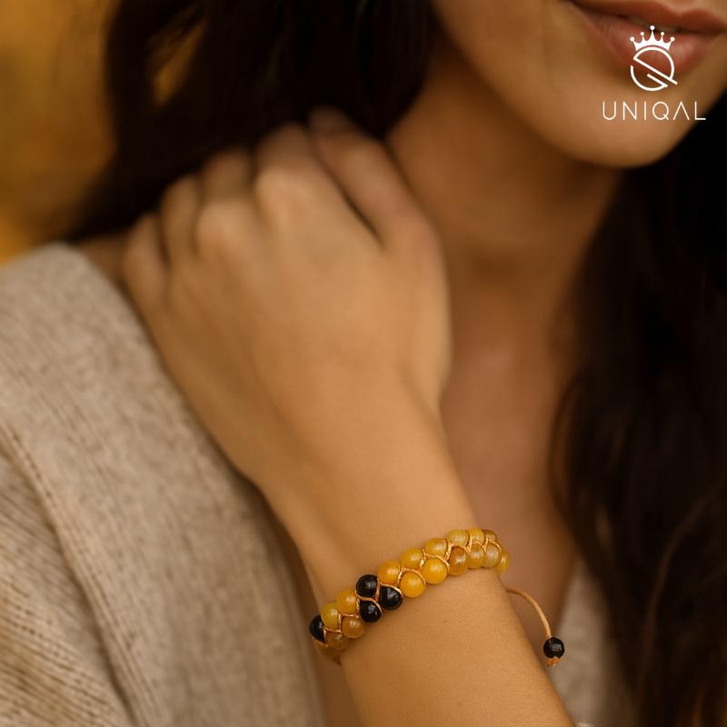 Perlenarmband Onyx und Achat 6mm - Eleganz für jeden Anlass