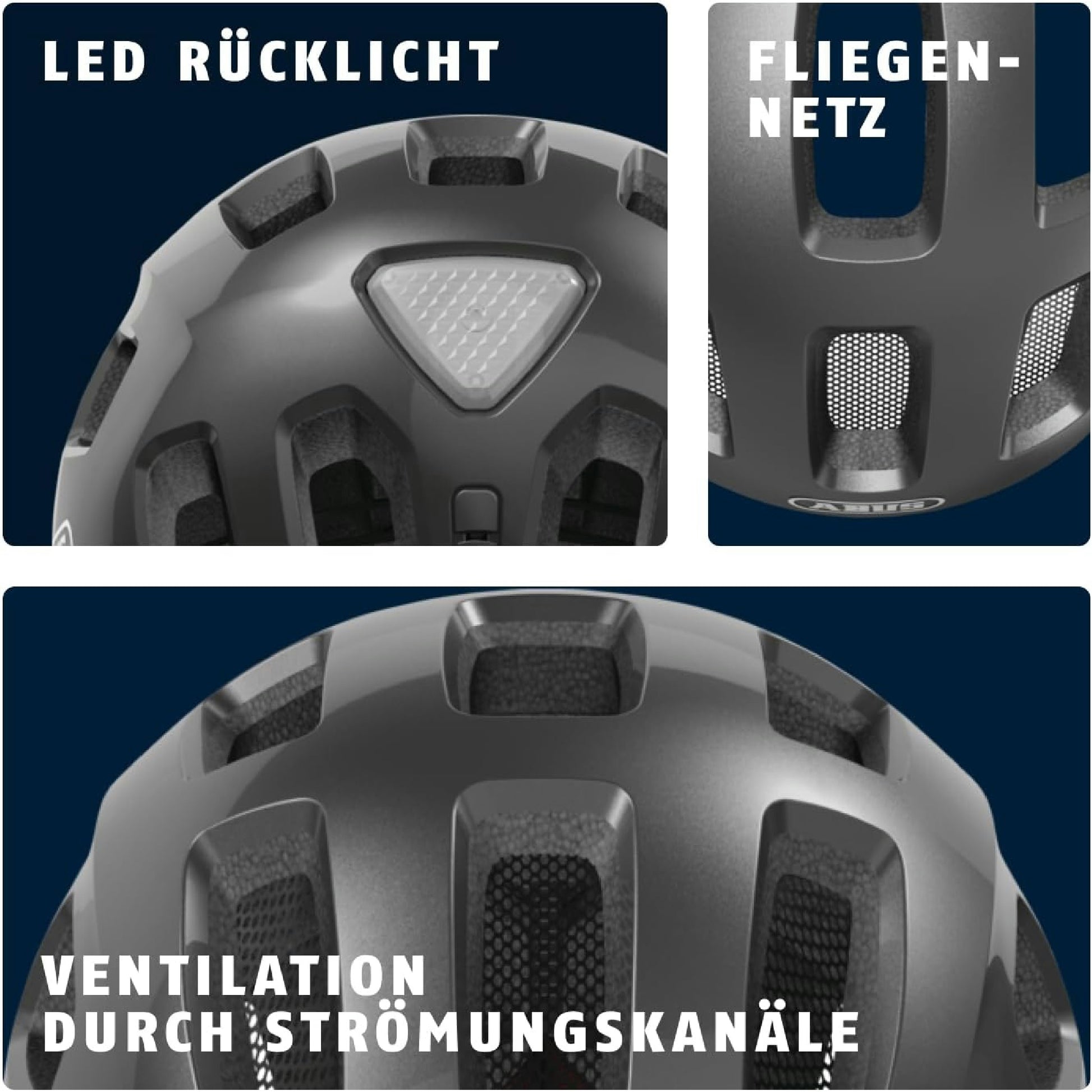 ABUS Fahrradhelm Youn-I 2.0 - mit Licht für Kinder, Jugendliche und junge Erwachsene - für Mädels und Jungs - Titan (funkelnd), Größe M Hauptansicht