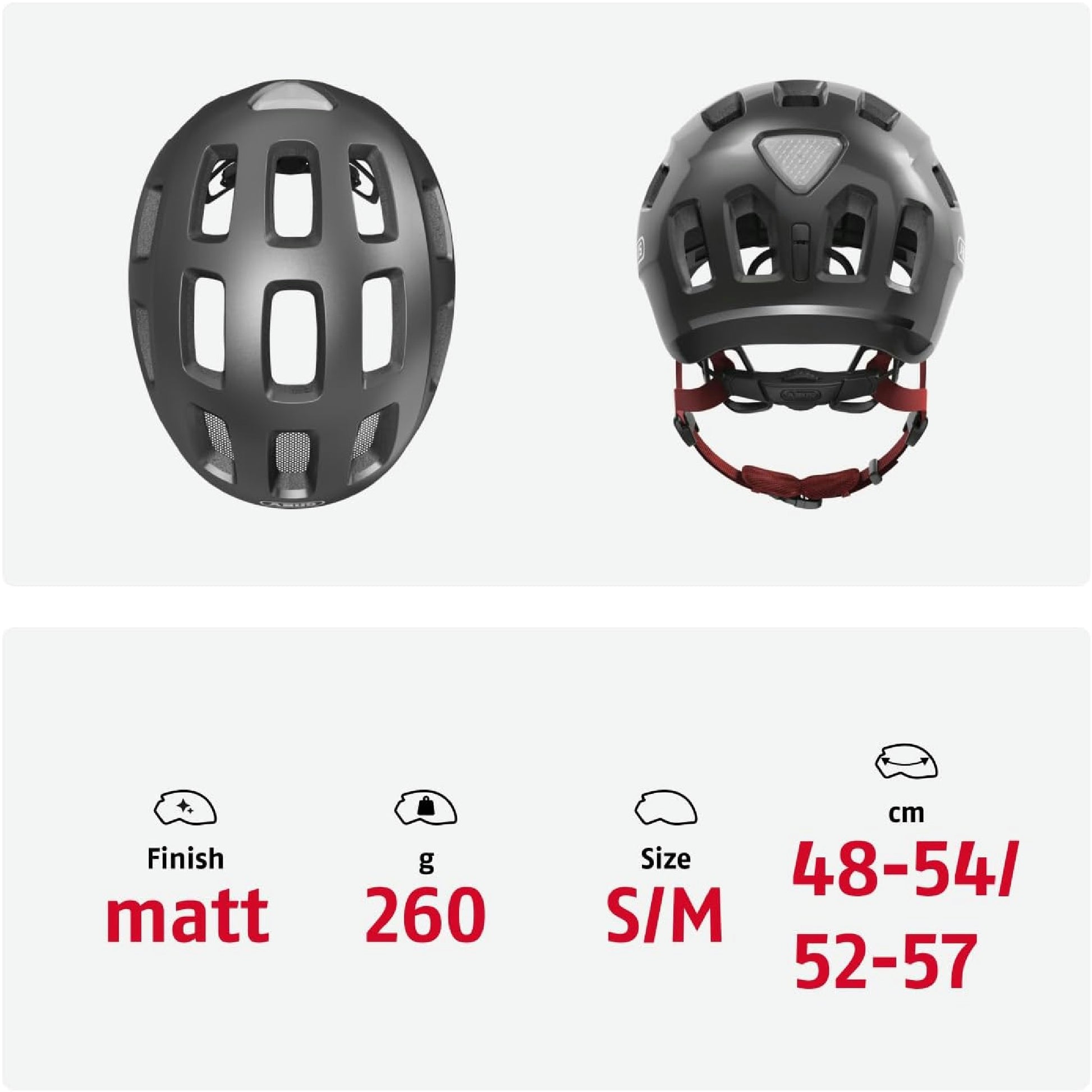 ABUS Fahrradhelm Youn-I 2.0 - mit Licht für Kinder, Jugendliche und junge Erwachsene - für Mädels und Jungs - Titan (funkelnd), Größe M Hauptansicht