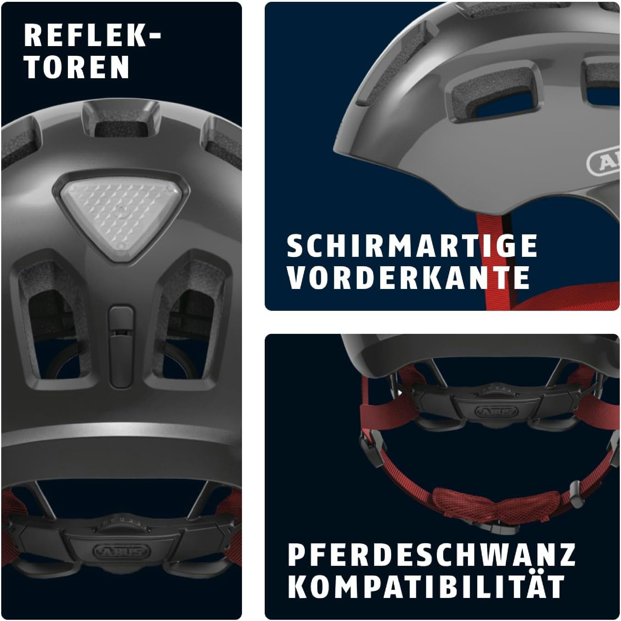 ABUS Fahrradhelm Youn-I 2.0 - mit Licht für Kinder, Jugendliche und junge Erwachsene - für Mädels und Jungs - Titan (funkelnd), Größe M Hauptansicht