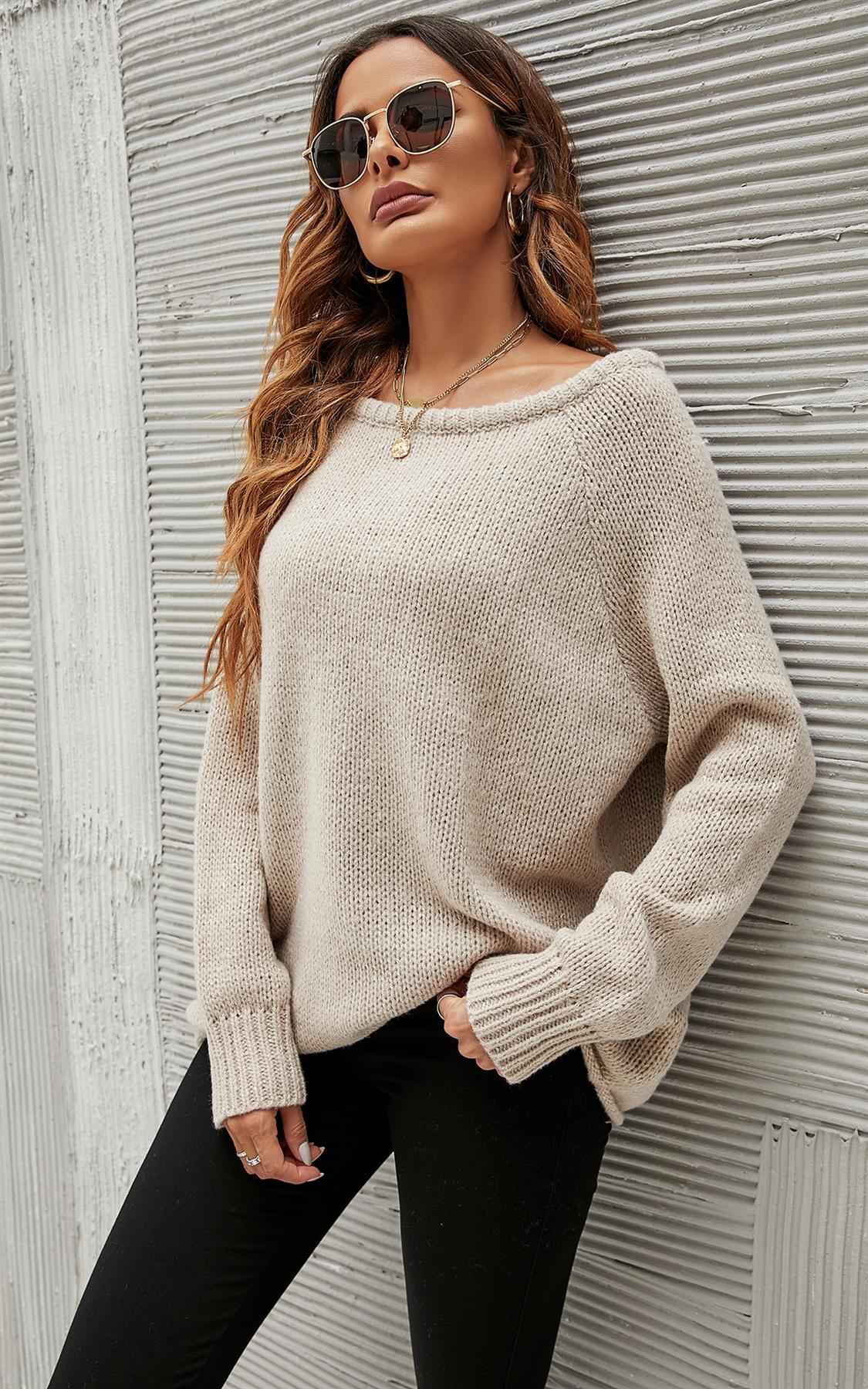 Comfy Jumper Top In Beige