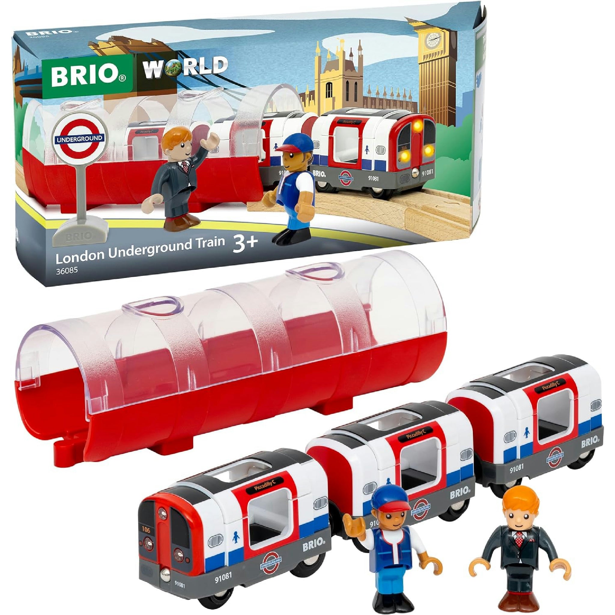 BRIO World – 36085 Trains of The World Londoner U-Bahn mit Licht und Sound | Spielzeugzug mit Licht & Sound für Kinder ab 3 Jahren Hauptansicht