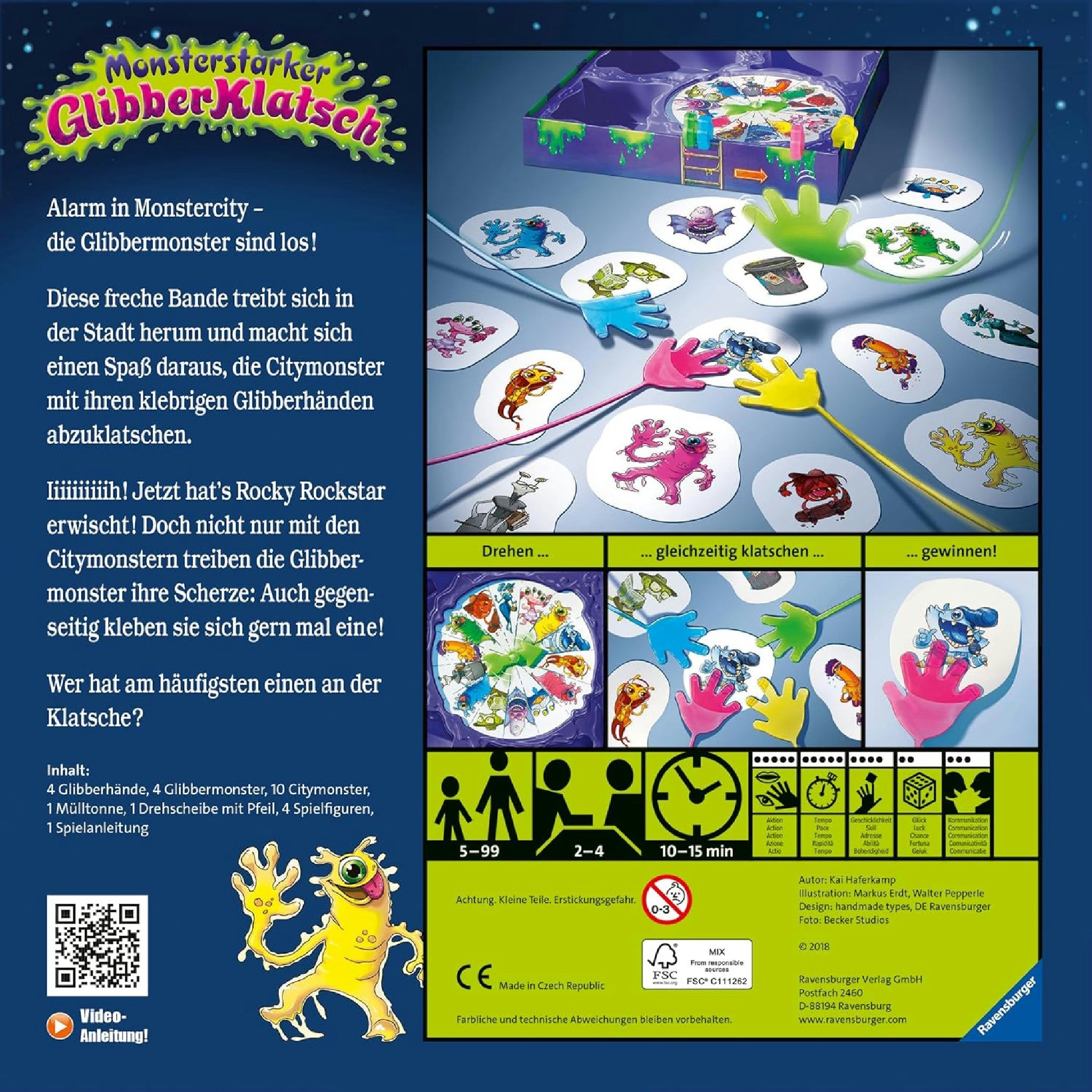 Ravensburger Kinderspiel Monsterstarker Glibber-Klatsch, Gesellschafts- und Familienspiel, für Kinder und Erwachsene, für 2-4 Spieler, ab 5 Jahren Hauptansicht