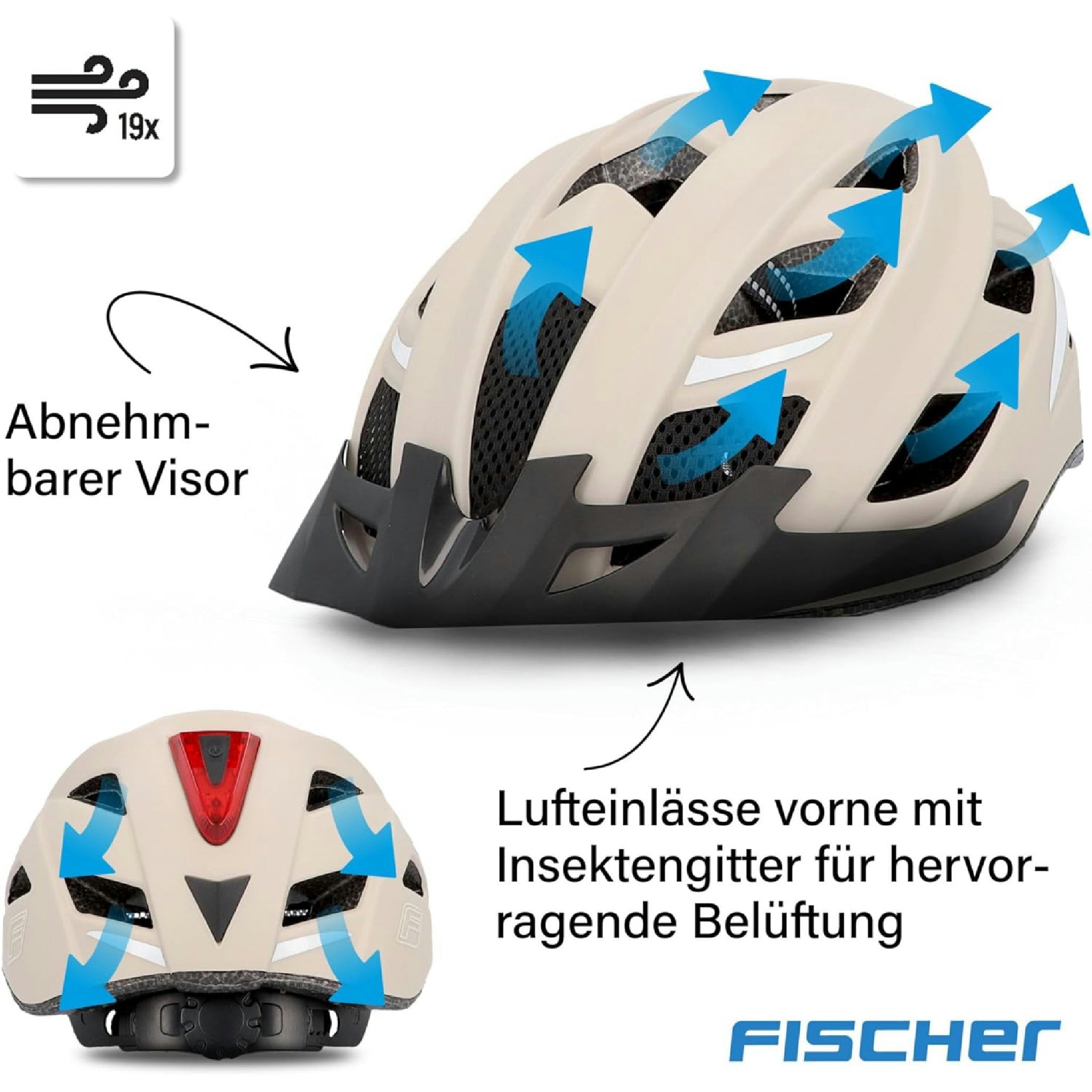 FISCHER Dallas Fahrradhelm, Kunststoff, beige, S/M, 52-59 cm Hauptansicht