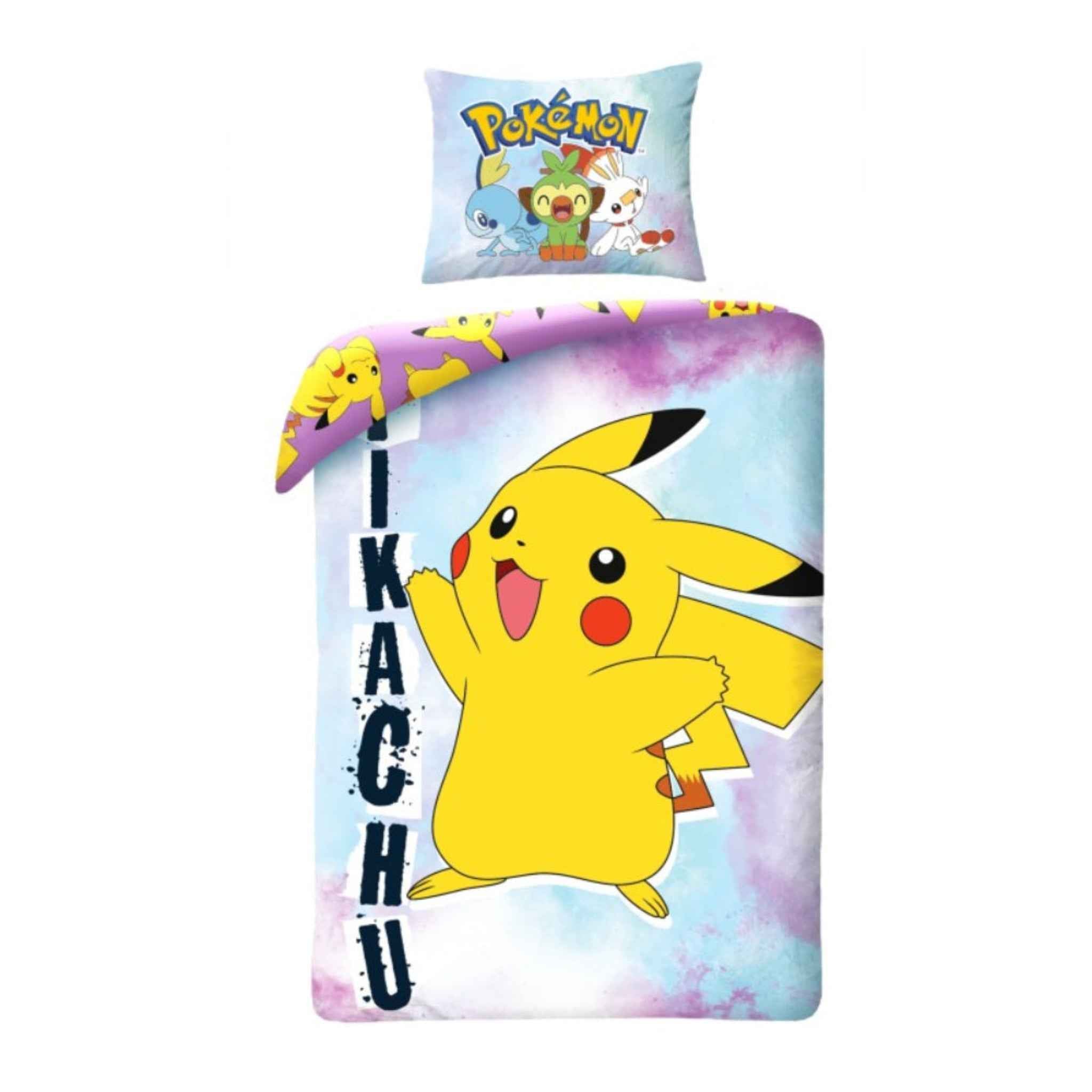 Pokemon Pikachu Bettwäsche - 140x200 cm Kissen und Decke