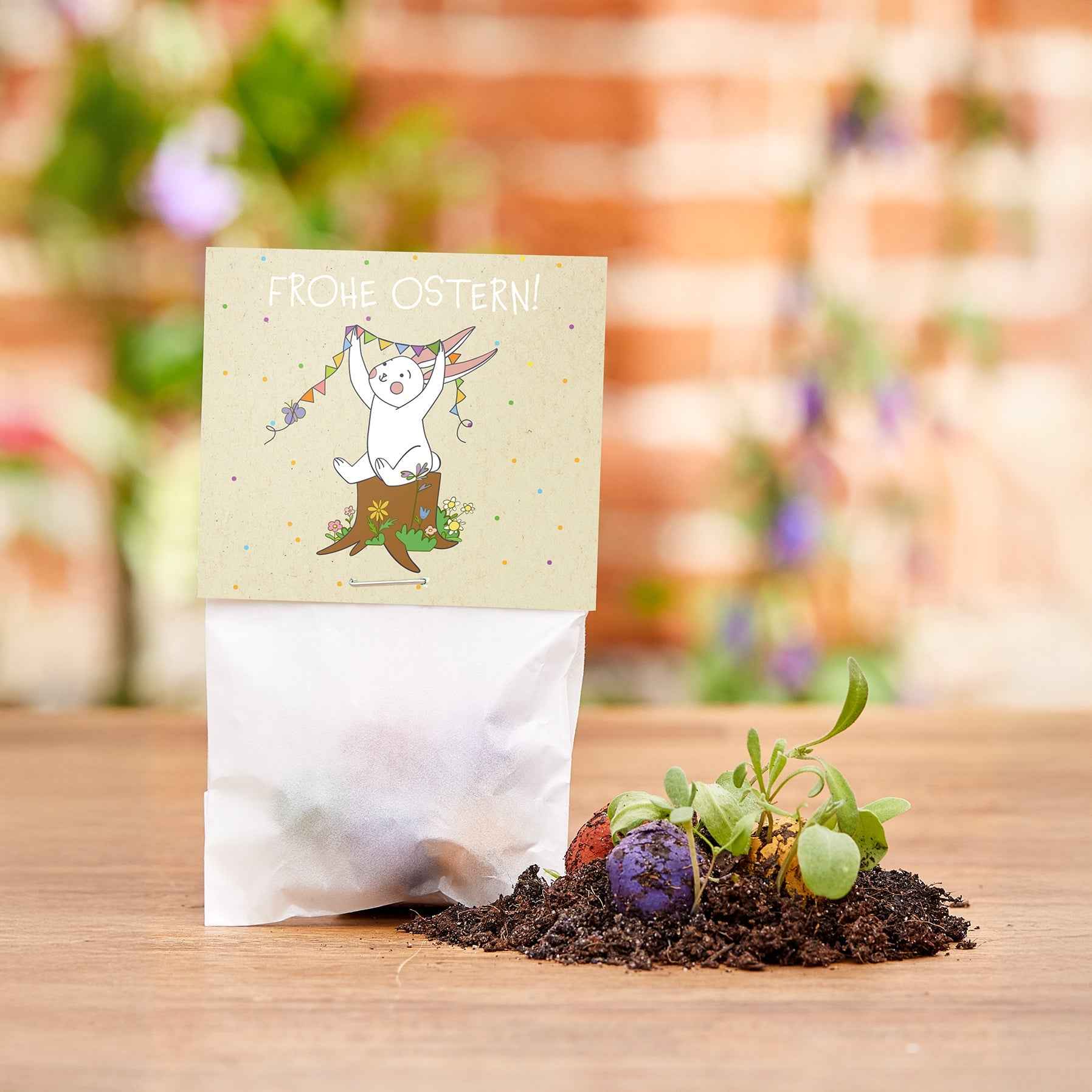 10x5 Blumenmurmeln im Tütchen "Osterhase"