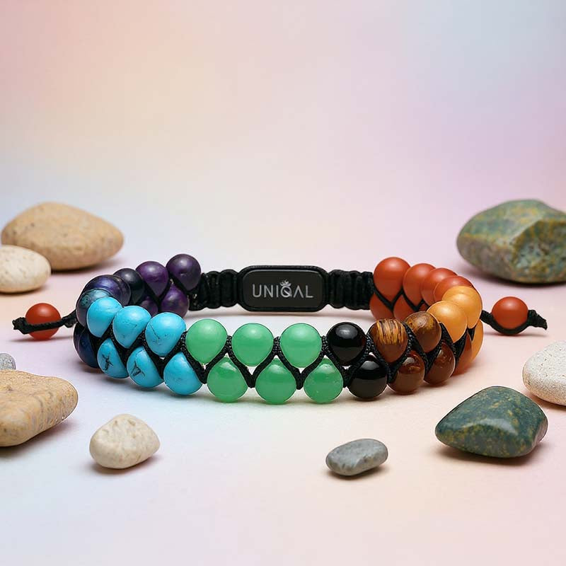 Chakra Perlenarmband 6mm aus Stein in mehrfarbigen Designs