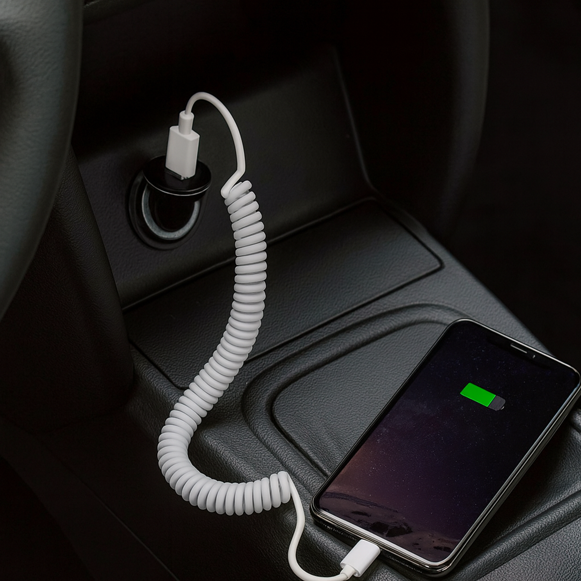 Spiralkabel USB-C auf USB-A 100–200 cm weiß USB 2.0 | System-S