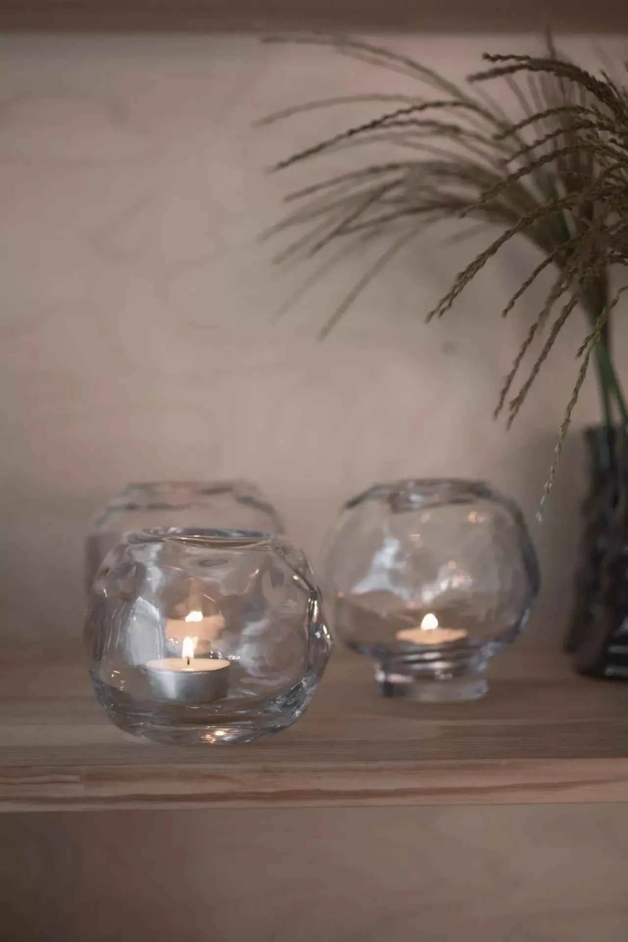 "Bunch" - mini Windlicht auf einem Fuß - Kerzenwindlicht - Transparent - 12cm