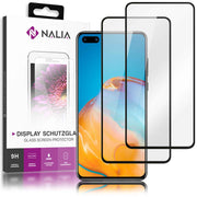 NALIA 2x Schutz Glas für Huawei P40, 9H Full Cover Handy Display Folie LCD Film