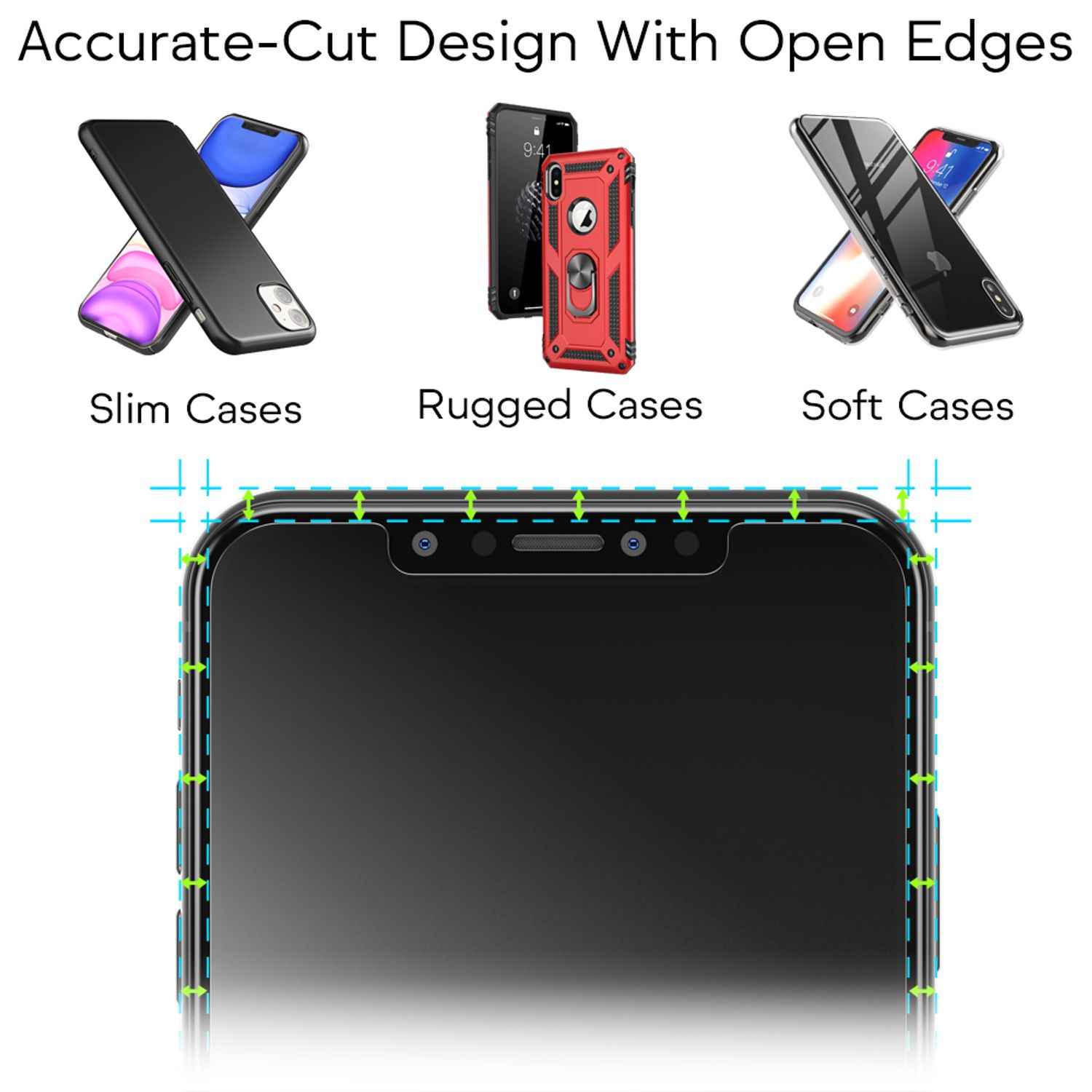 NALIA (2x) Schutzglas & Applikator - Set für iPhone 11 Pro Max / Xs Max, 9H Glas