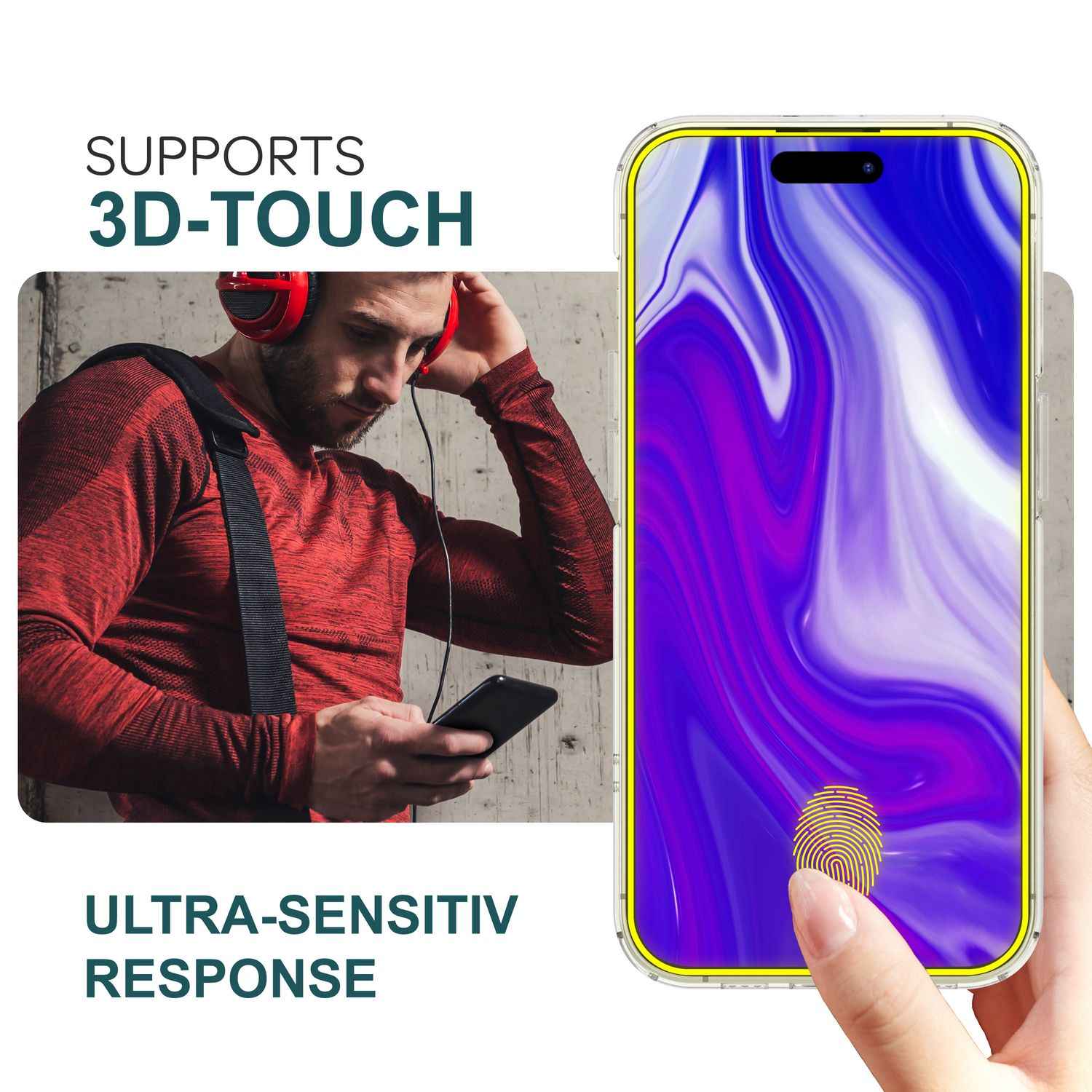 2x Schutzglas mit Applikator für iPhone 15 Plus Full Display Schutz Glas Folie