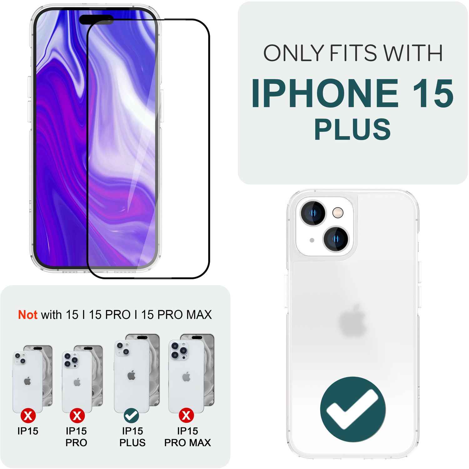2x Schutzglas mit Applikator für iPhone 15 Plus Full Display Schutz Glas Folie