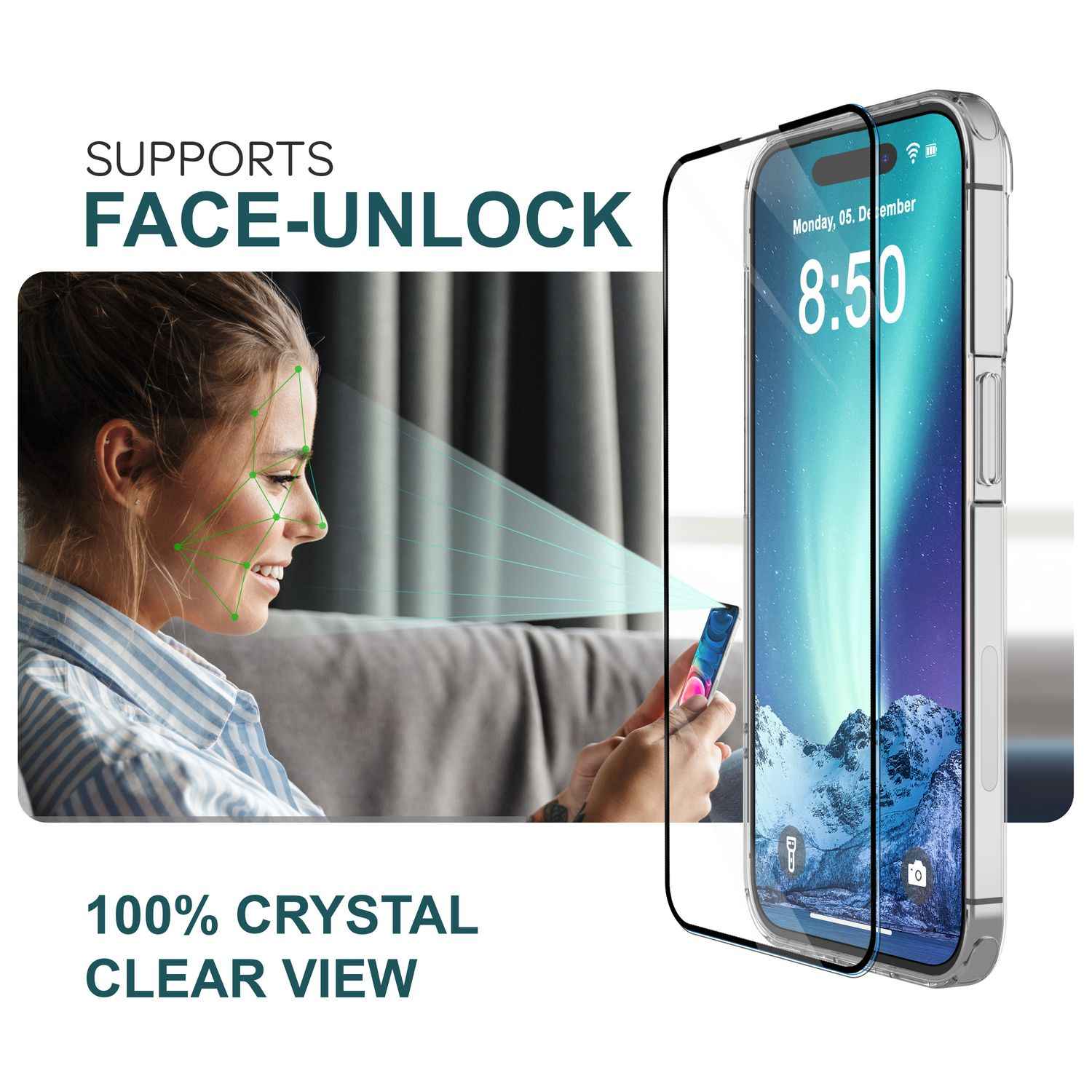 2x Schutzglas mit Applikator für iPhone 15 Pro Max 9H Display Schutz Glas Folie