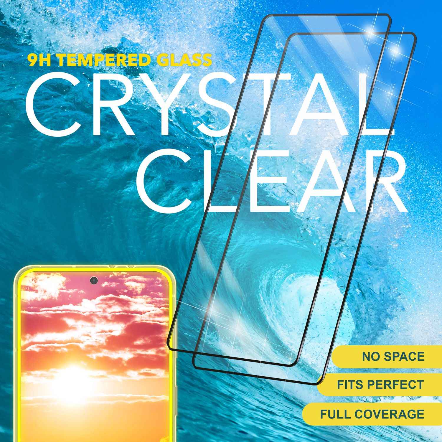 NALIA Set 2x Schutzglas & 1x Applikator für Samsung Galaxy S24 Glas, Klarer Displayschutz & Schablone, 9H Glasfolie
