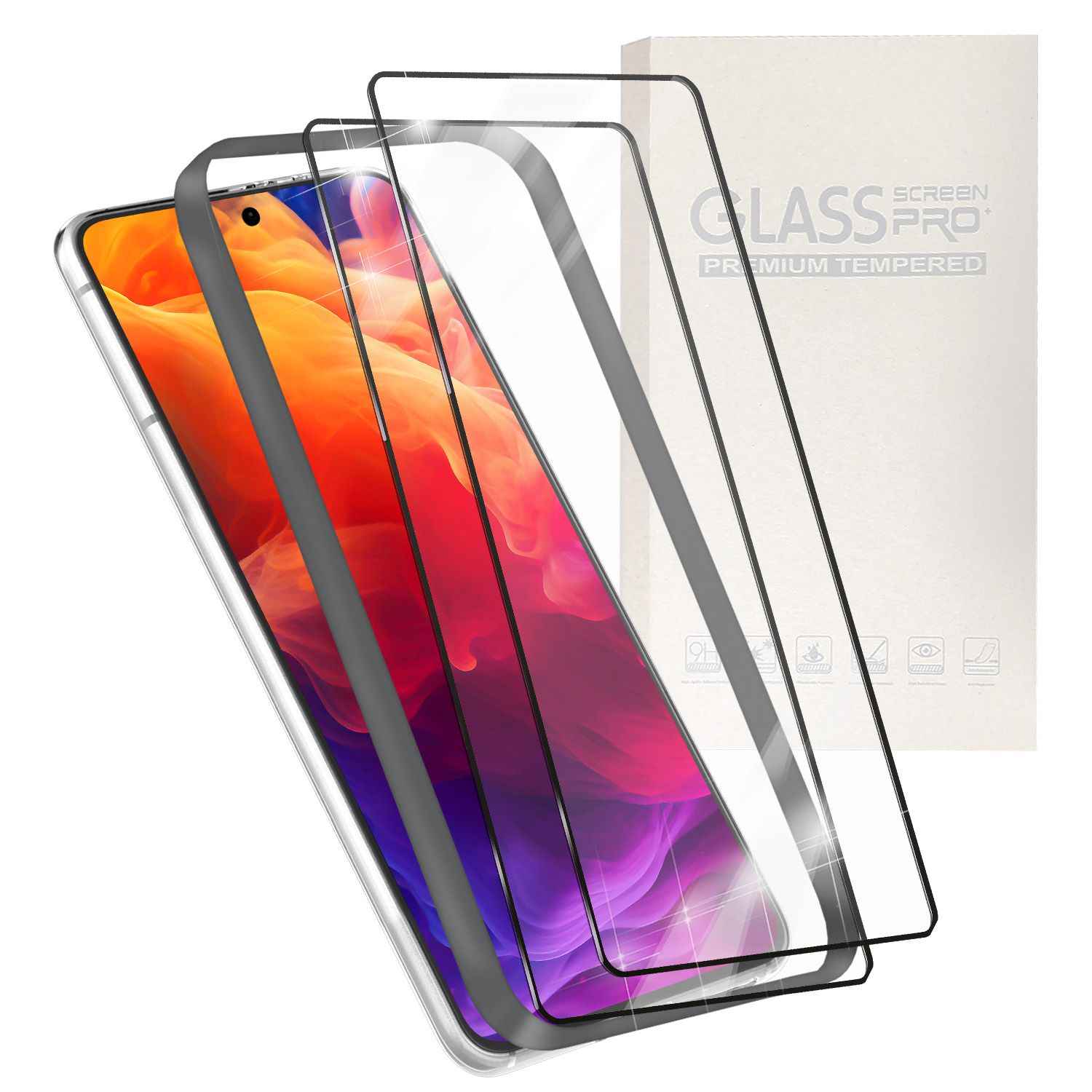 NALIA Set 2x Schutzglas & 1x Applikator für Samsung Galaxy S24 Plus Glas, Klarer Displayschutz & Schablone, 9H Glasfolie