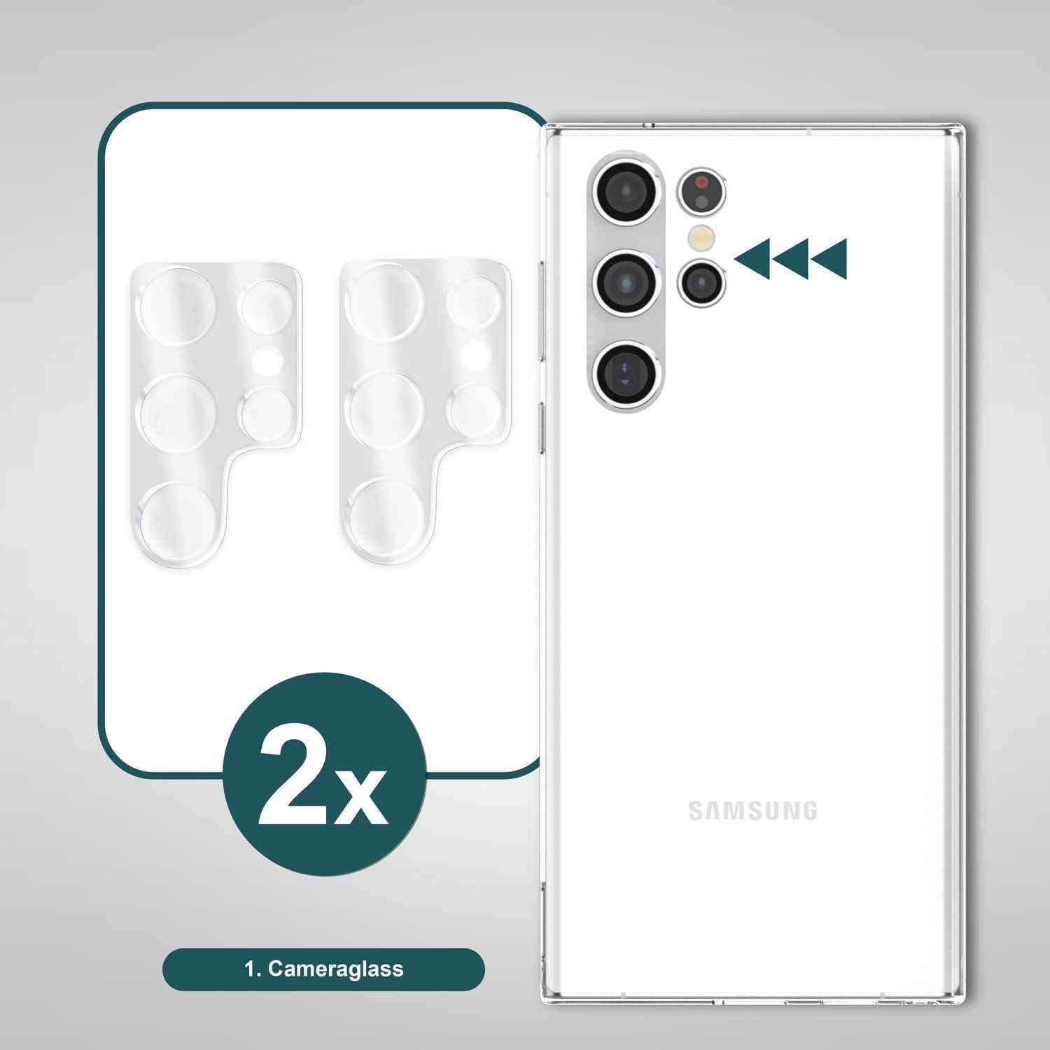 NALIA [2 Stück] Kamera-Schutzglas für Samsung Galaxy S24 Ultra Glas, Klarer Kratzfester 9H Linsen-Schutz für Rückkamera