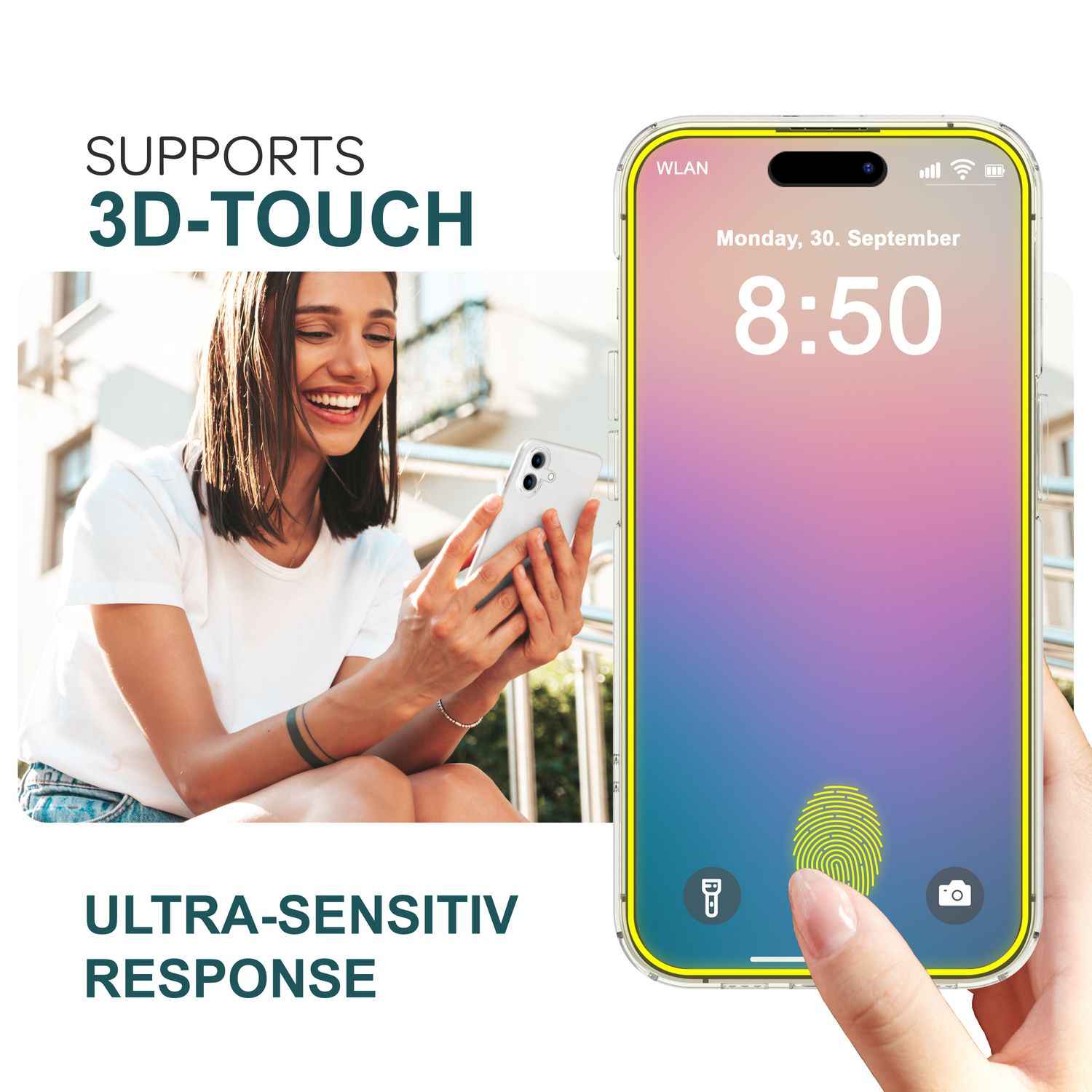 NALIA Set [3-in-1] 2x Schutzglas & 1x Montage Rahmen für iPhone 16 Pro, Transparenter Displayschutz Gehärtete Glasfolie