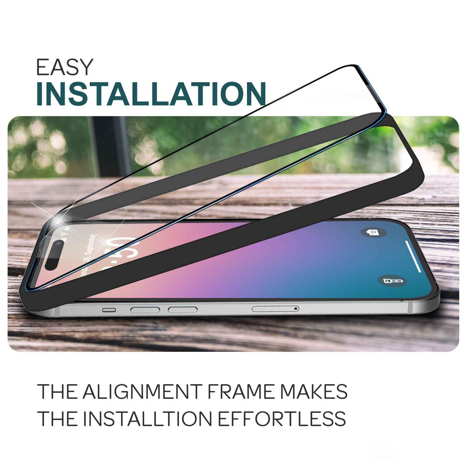 NALIA Set [3-in-1] 2x Schutzglas & 1x Montage Rahmen für iPhone 16 Pro Max, Klarer Displayschutz 9H Gehärtete Glasfolie