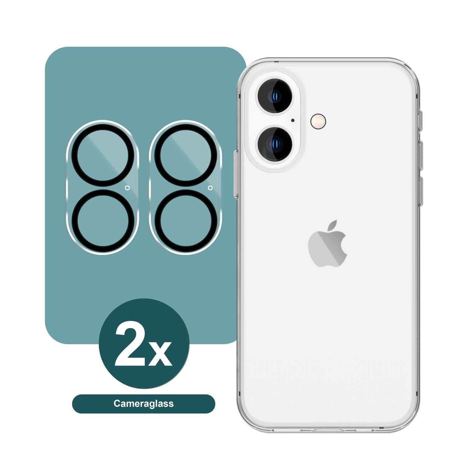 NALIA 2x Kamera Schutzglas für iPhone 16, Klarer Linsenschutz für Rückkamera, Transparenter Kameraschutz, Kameraglas