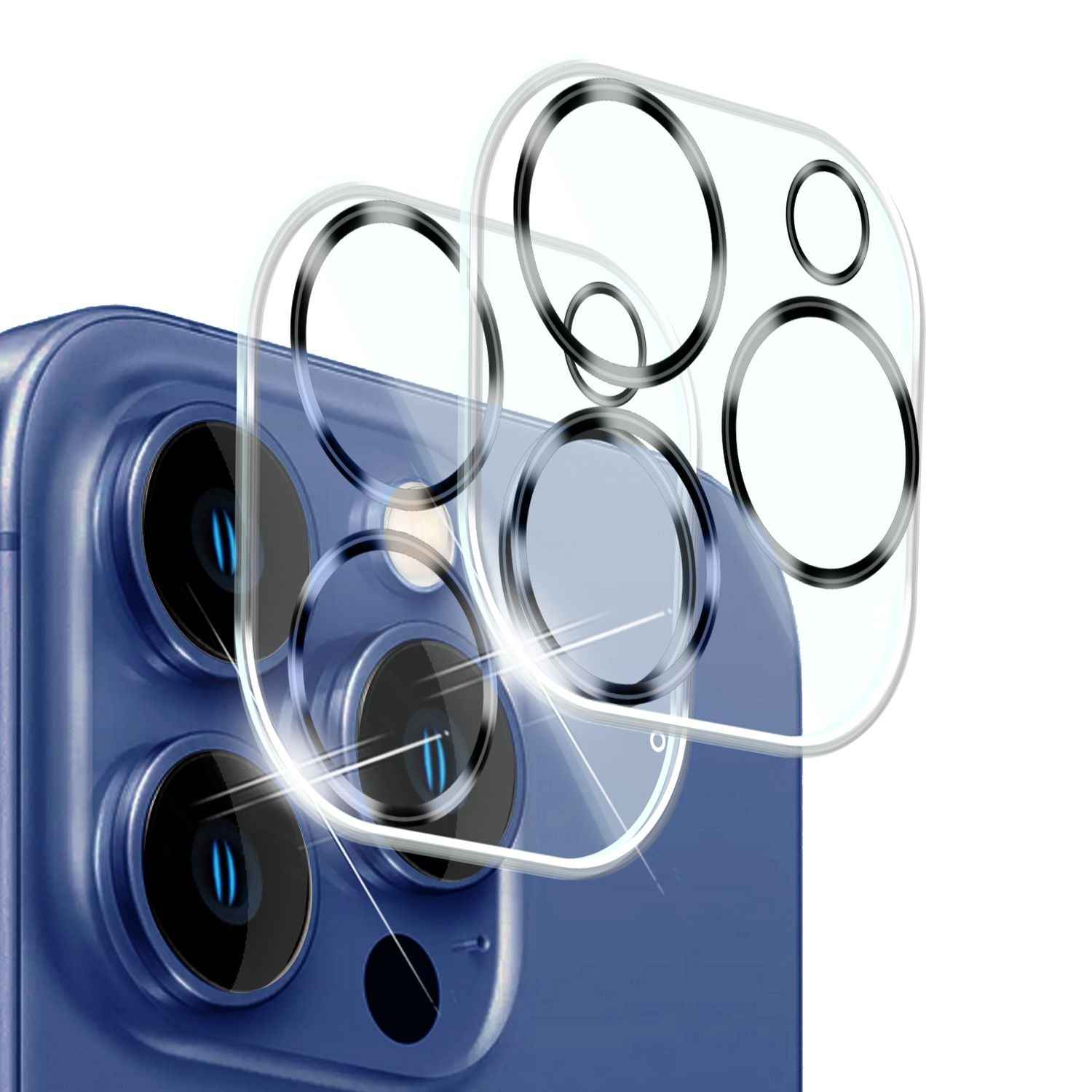 NALIA 2x Kamera Schutzglas für iPhone 16 Pro Max, Transparenter Linsenschutz für Rückkamera, Kameraschutz, Kameraglas