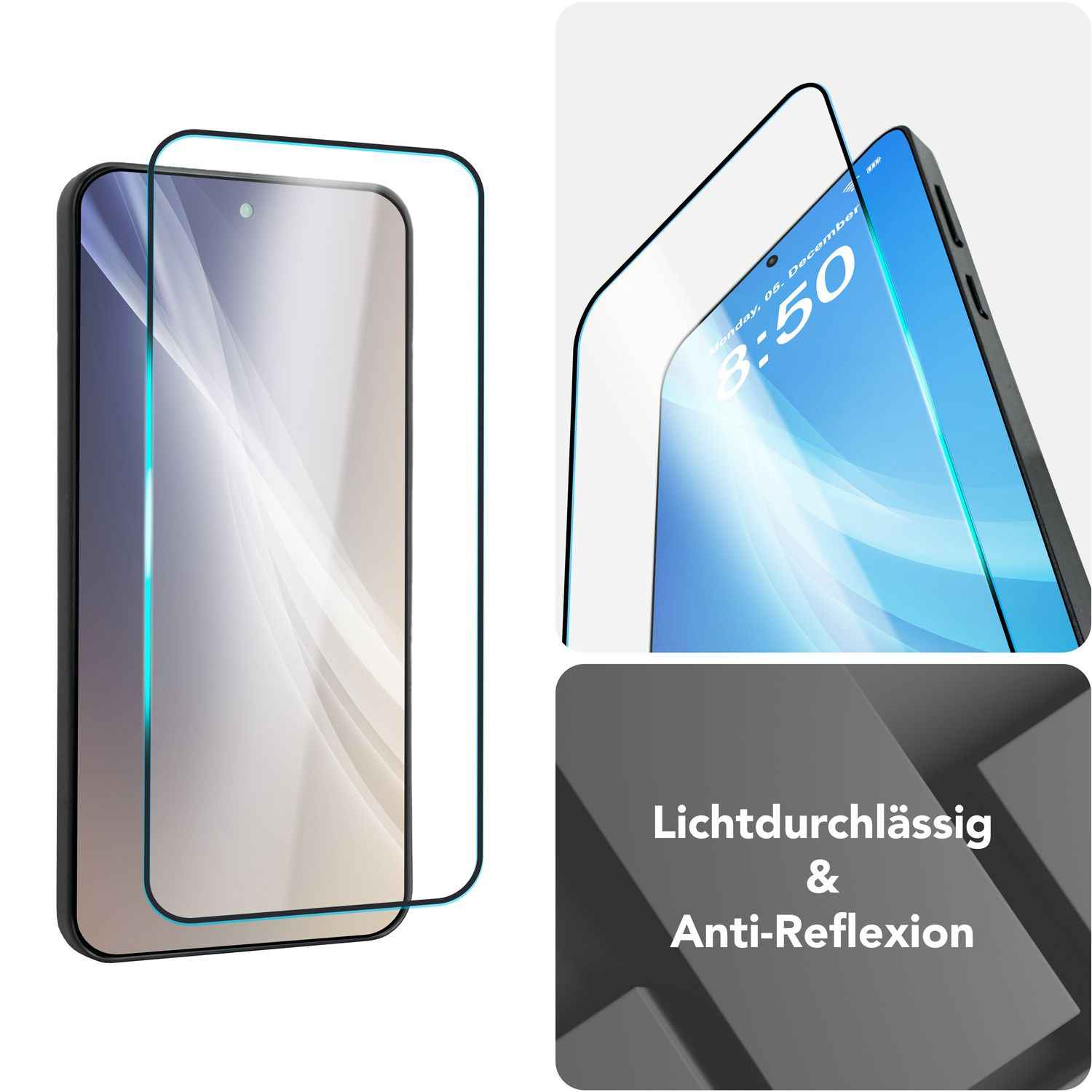 NALIA ArmorGlassX für Samsung Galaxy S25 Plus Glas, 2x Schutzglas mit Rahmen zur Installation, Kristallklare 9H Displayschutz-Folie, Transparentes Displayglas mit schwarzem Rand