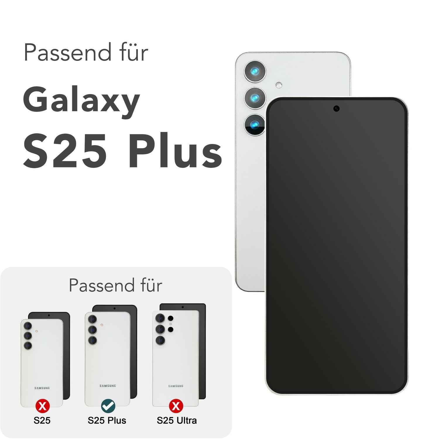 NALIA ArmorGlassX für Samsung Galaxy S25 Plus Glas, 2x Schutzglas mit Rahmen zur Installation, Kristallklare 9H Displayschutz-Folie, Transparentes Displayglas mit schwarzem Rand
