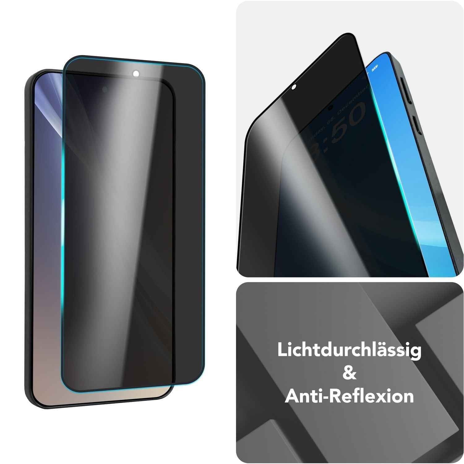 NALIA AntiSpyX für Samsung Galaxy S25 Glas, Privacy Schutzglas mit Montagehilfe zur Installation, Kratzfeste 9H gehärtete Blickschutz-Folie, Oleophobes Anti-Spy Displayschutz-Glas