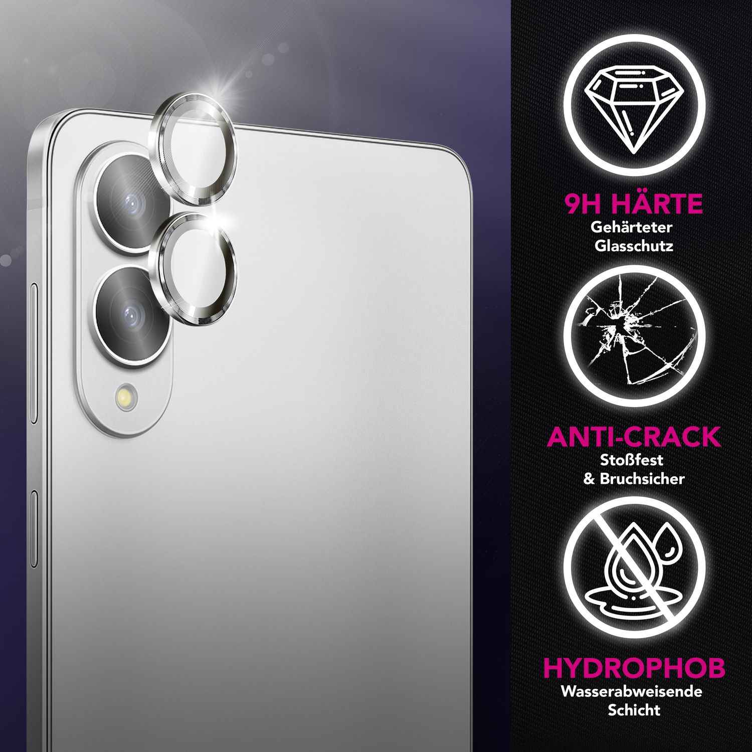 NALIA Focus.Pro CLX Kamera Schutzglas für Samsung Galaxy S25 Edge – Linsen Ring mit 9H Härte, Anti-Reflexion, Kristallklare Abdeckung, Hüllen-kompatibel, Kratzfestes Glas, 2 Stück