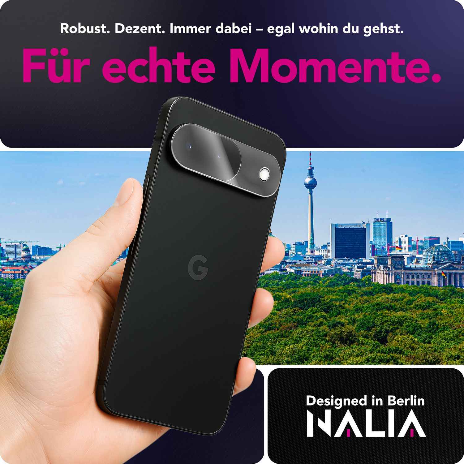 NALIA Focus.X2 MAX Kameraschutz für Google Pixel 9 – 2x Kamera Schutzglas, Transparent & Kratzresistent, Vollständige Objektiv-Abdeckung, Hüllen-kompatibel, 9H Härte, Oleophob