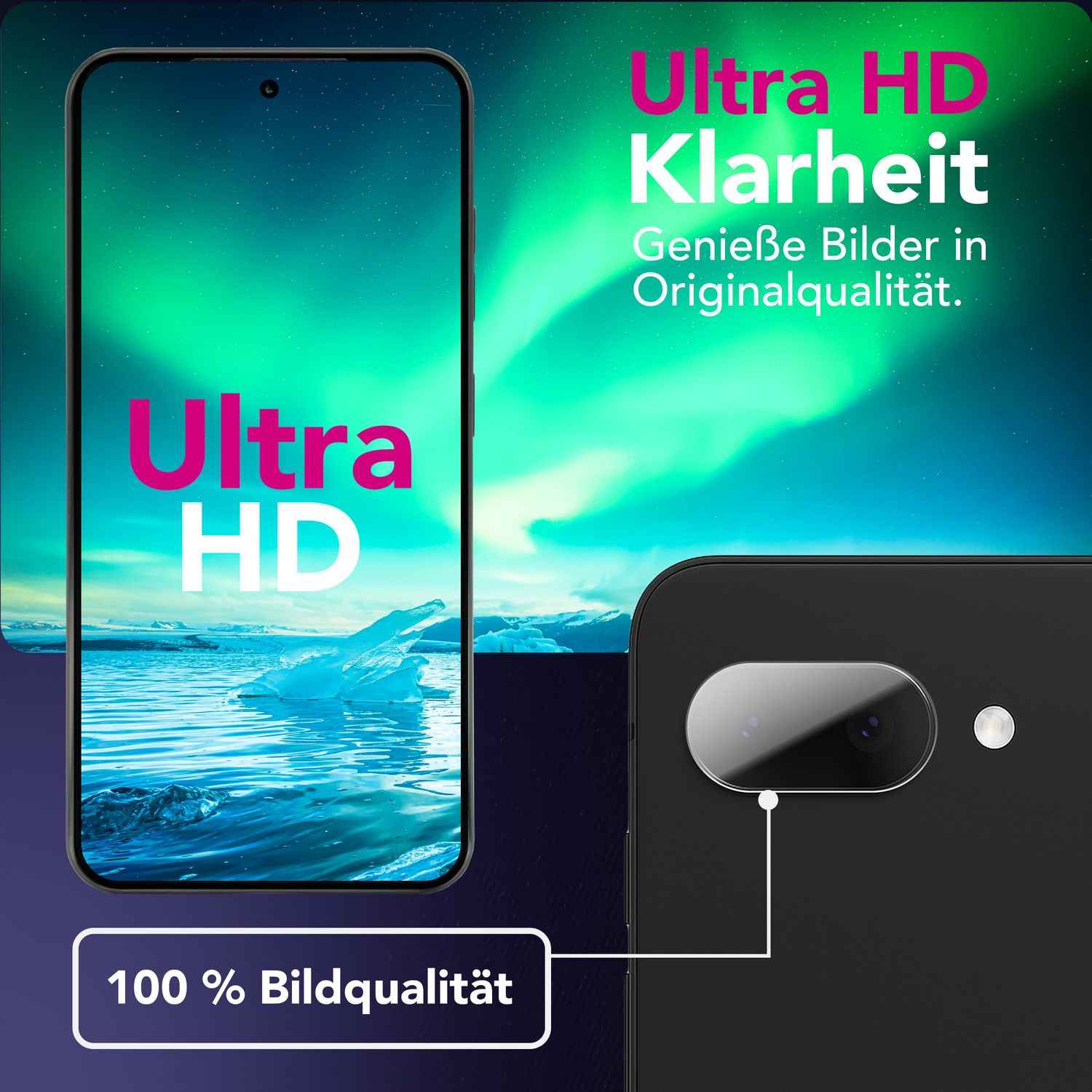 NALIA Focus.X2 MAX Kameraschutz für Google Pixel 9a – 2x Kamera Schutzglas, Ultra-Klare Abdeckung mit 9H Härte, Hüllen-freundlich, Anti-Fingerabdruck, Kratzfestes Kameraglas