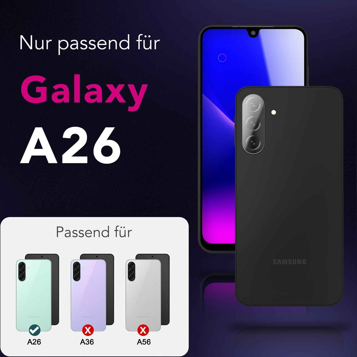 NALIA Focus.X2 MAX Kameraschutz für Samsung Galaxy A26 – 2x Kamera Schutzglas mit 9H Härte, Ultra-Klare Abdeckung für Rückkamera, Hüllenfreundlich, Anti-Fingerabdruck, Kratzfest