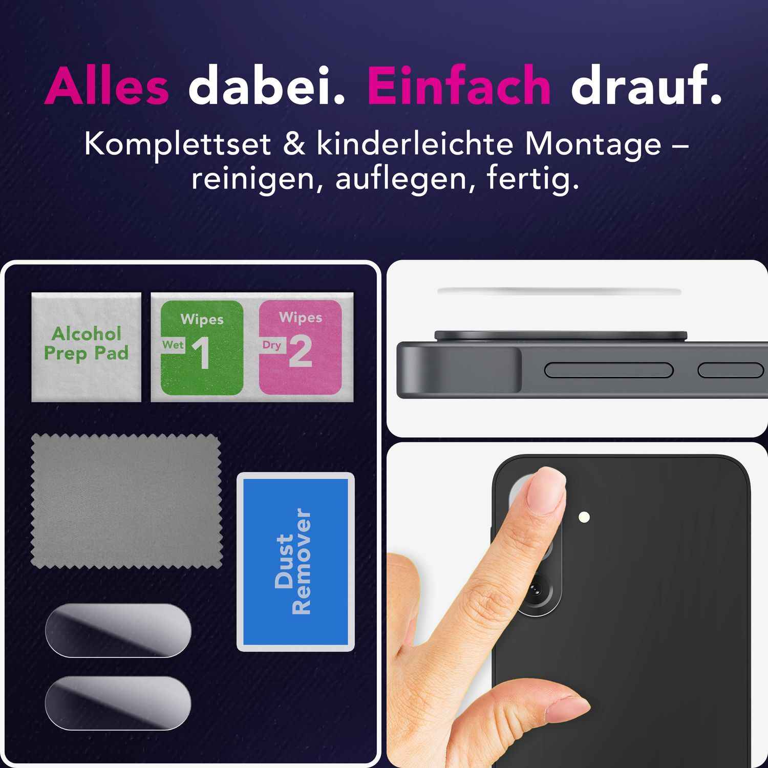 NALIA Focus.X2 MAX Kameraschutz für Samsung Galaxy A26 – 2x Kamera Schutzglas mit 9H Härte, Ultra-Klare Abdeckung für Rückkamera, Hüllenfreundlich, Anti-Fingerabdruck, Kratzfest