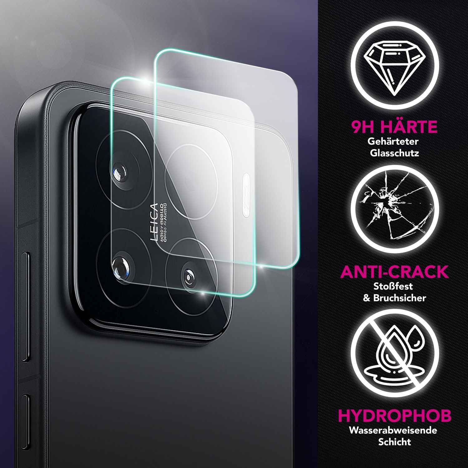 NALIA Focus.X2 MAX Kameraschutz für Xiaomi 15 – 2x Kamera Schutzglas mit 9H Härte, Ultra-Klare Linsen-Abdeckung, Kratzresistent & Fettabweisend, Hüllen-kompatibel, Objektiv-Schutz