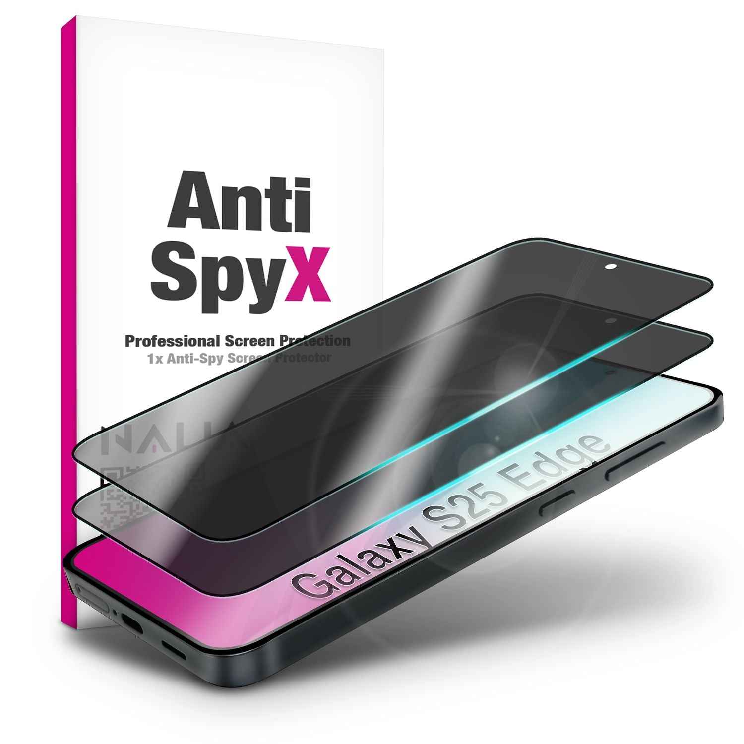 NALIA AntiSpyX für Samsung Galaxy S25 Edge Glas, Privacy Displayschutz [9H], Blickschutzfolie gegen seitliche Einblicke, Gehärtetes Schutzglas, Touchsensitiv, Anti-Fingerprint